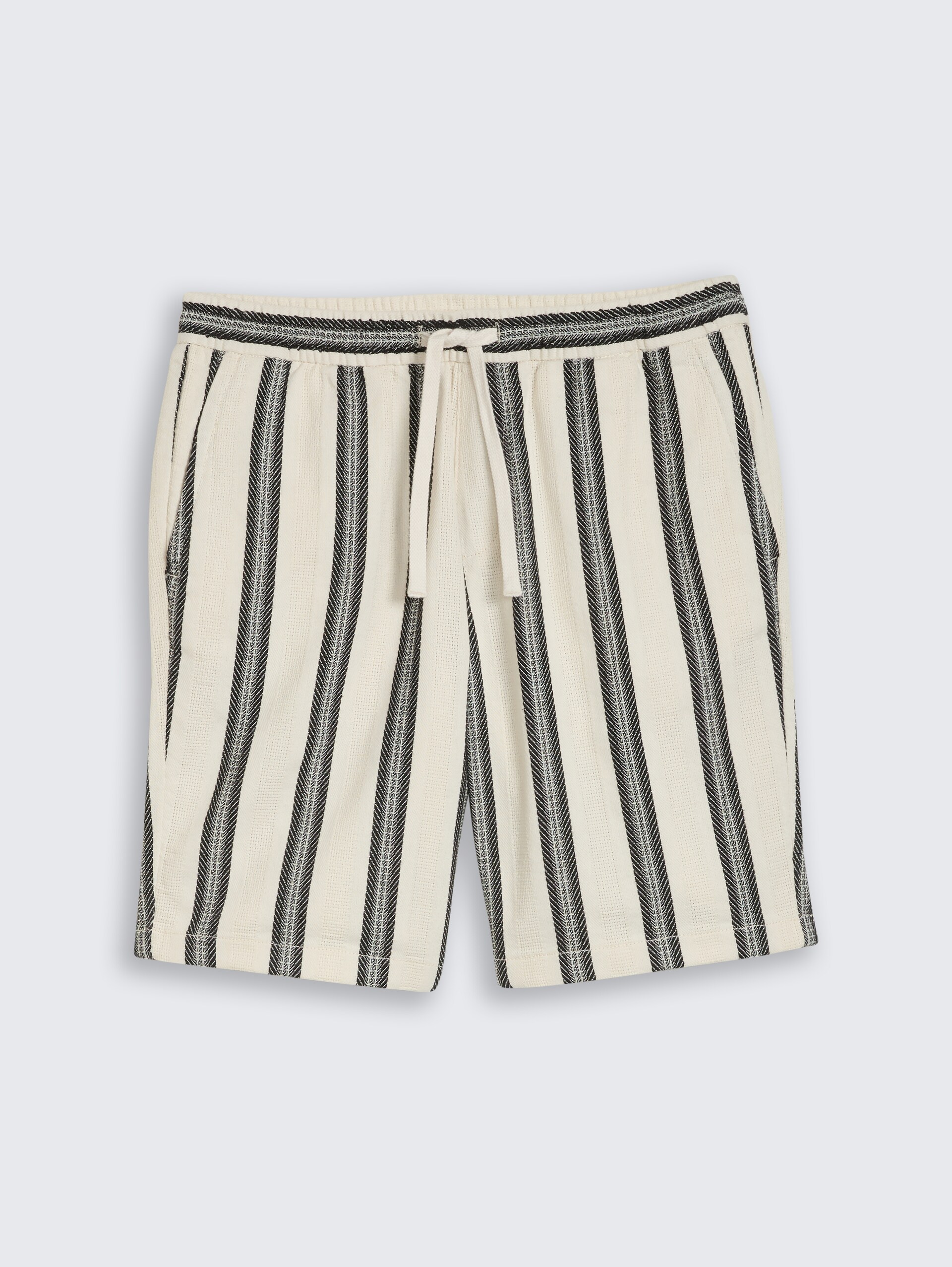 Relaxed Fit Shorts mit Streifenmuster - wool white big stripe - Vorder-Produkt-Ansicht