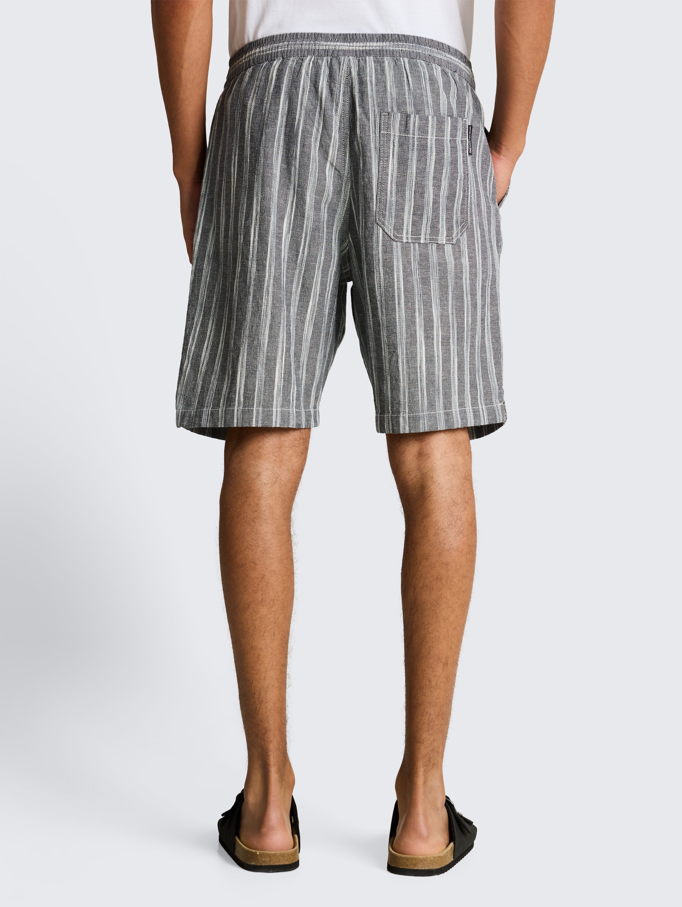 TTRELAXED short met linnenaandeel - black_greyish_stripe - 