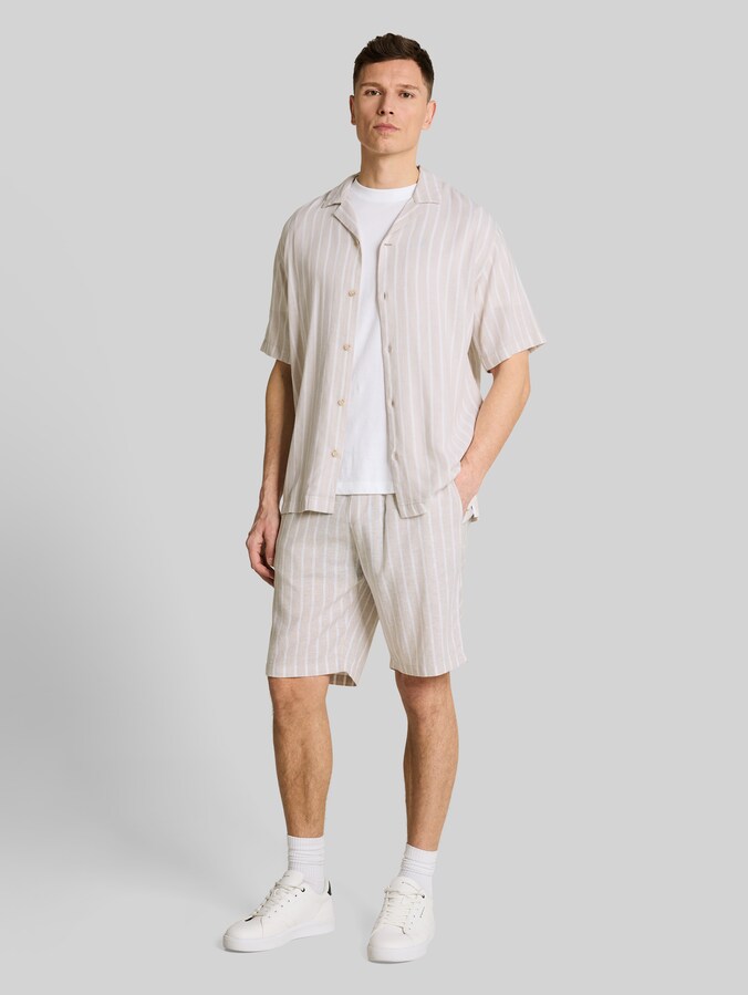 TTRELAXED short met linnenaandeel door Denim Male, muted grey stripe