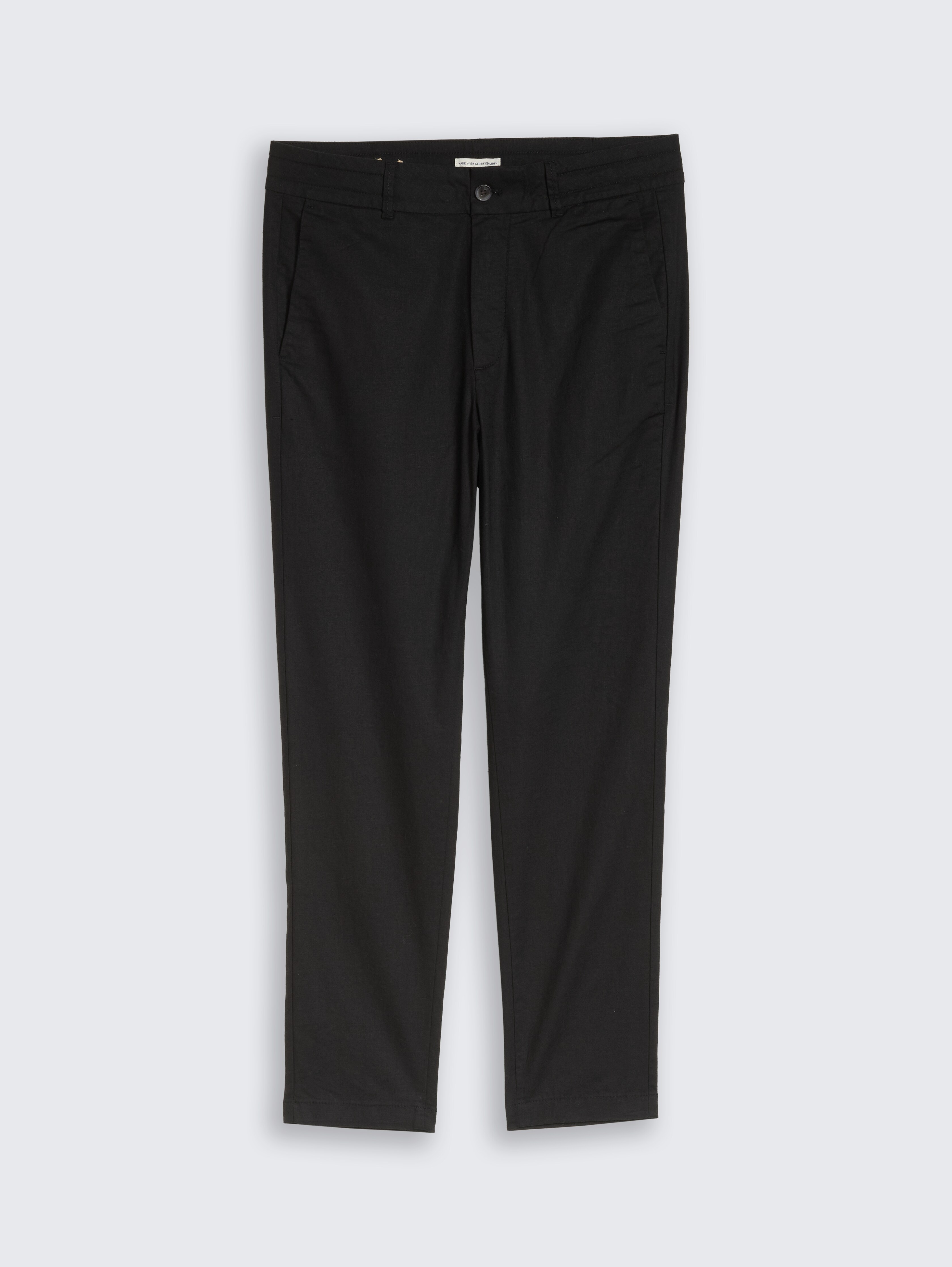 TTTAPERED relaxed chino trousers with linen blend by Denim Male, Black