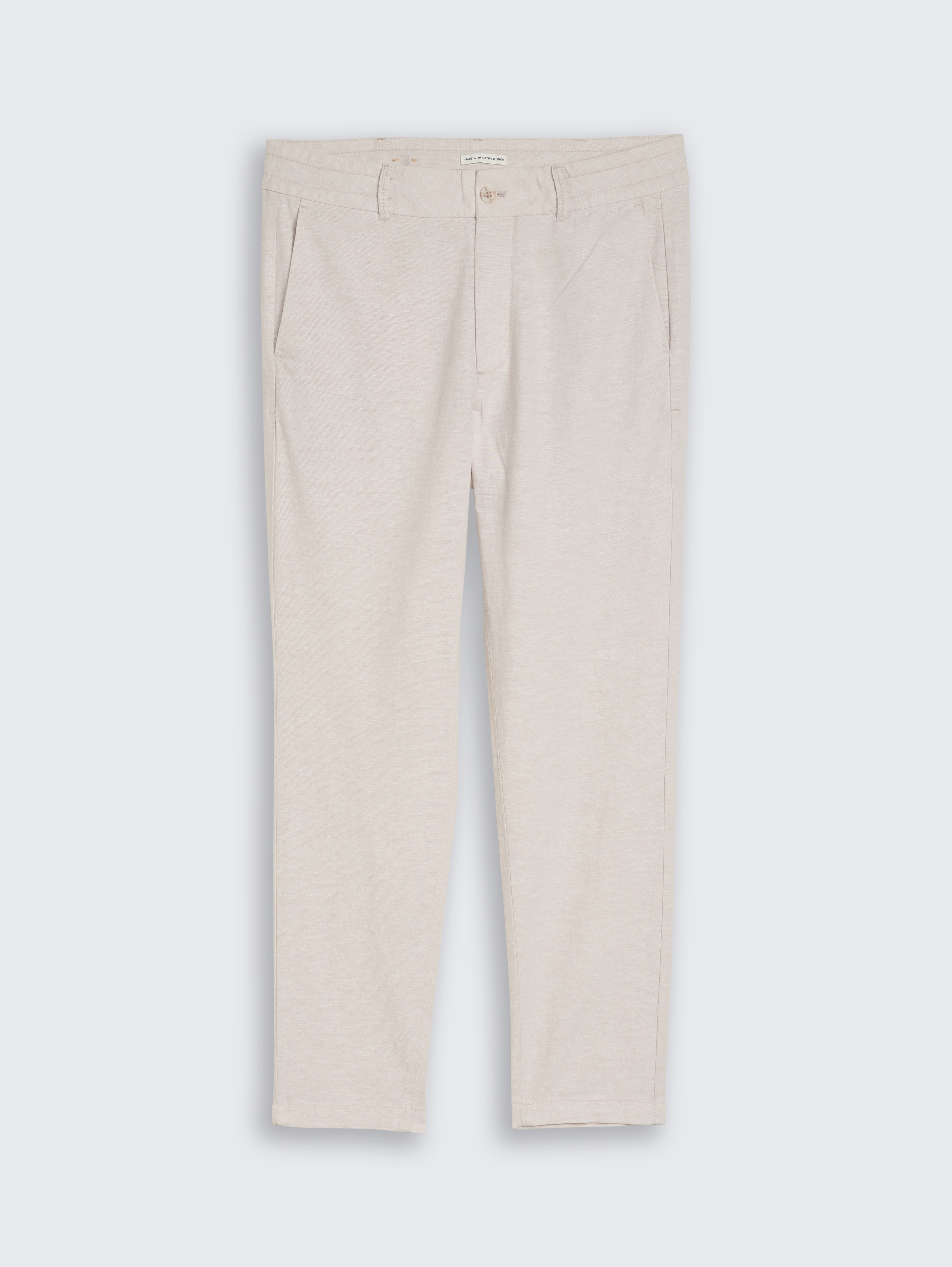TTTAPERED Relaxed chino broek met linnen door Denim Male, muted grey chambray