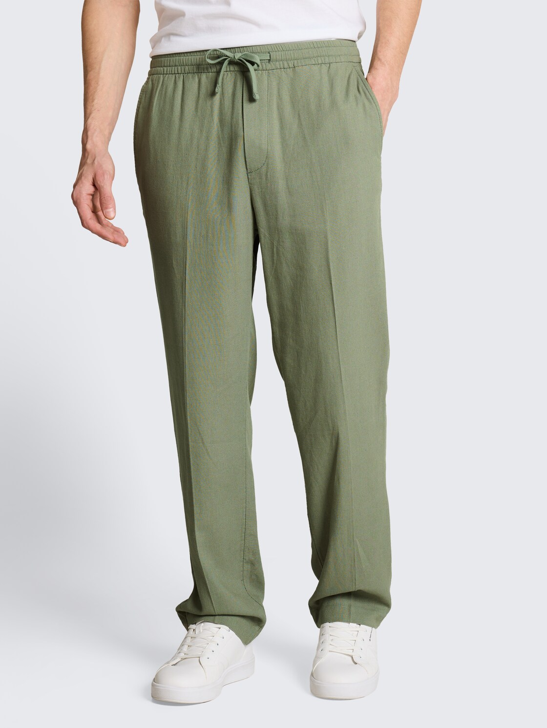 TTLOOSE Hose mit Leinenanteil - Sea Spray - Ausschnitt Model-Vorderansicht