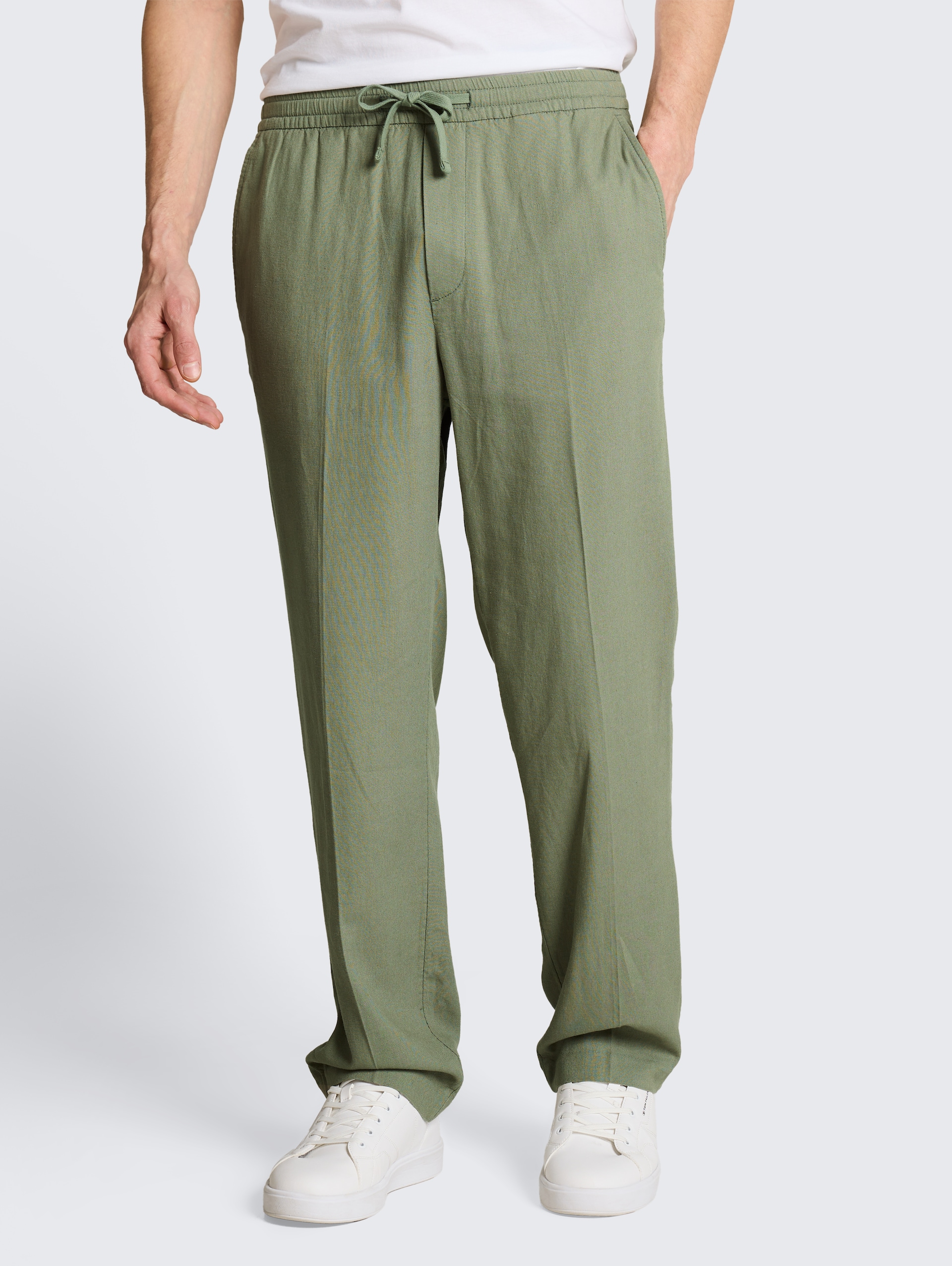 TTLOOSE Hose mit Leinenanteil - Sea Spray - Ausschnitt Model-Vorderansicht