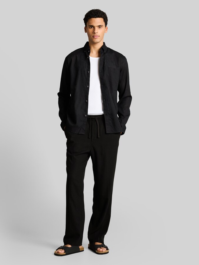 TTLOOSE broek met linnen door Denim Male, Black