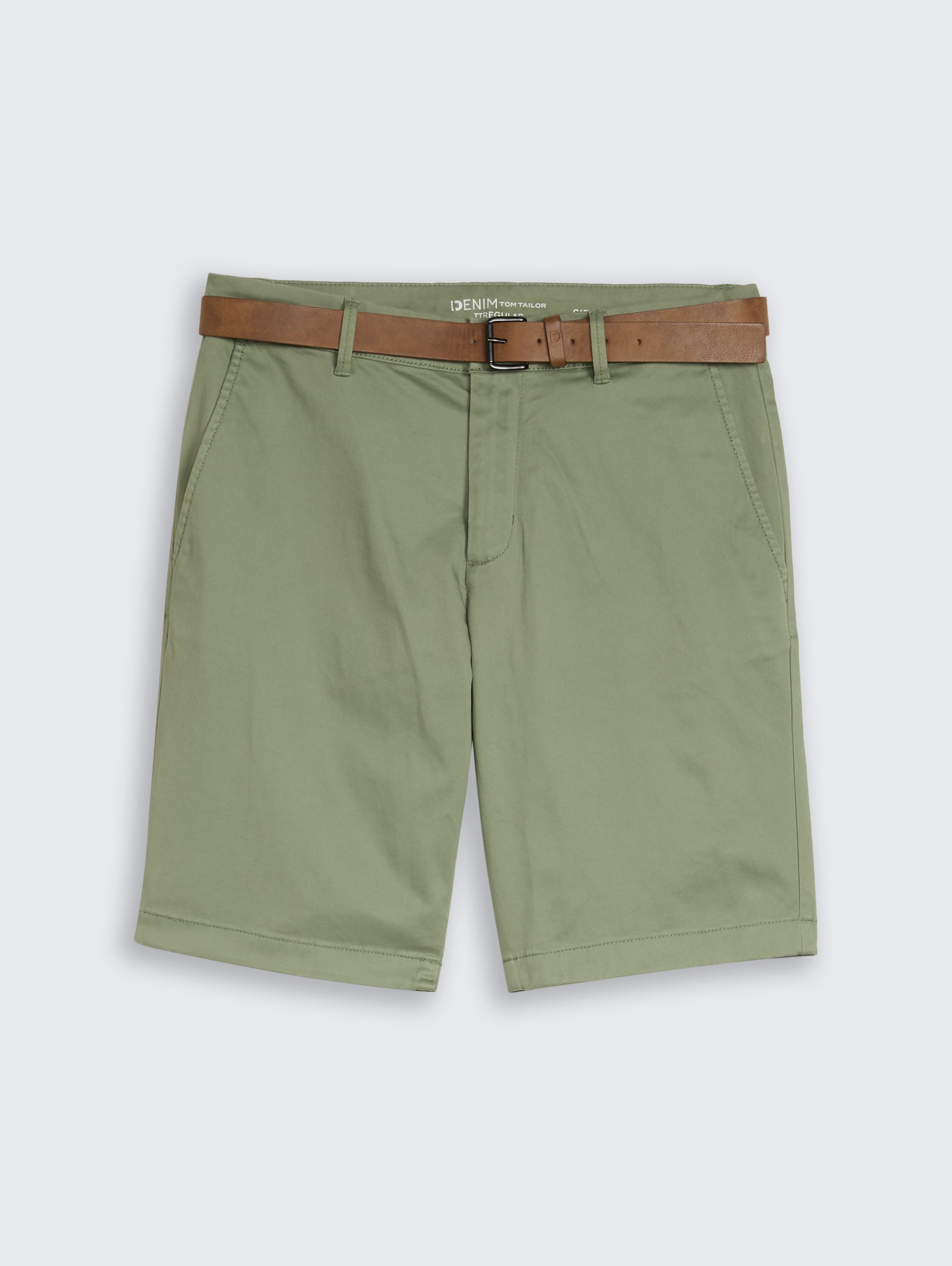 TTREGULAR chino shorts with belt by Denim Male, Sea Spray