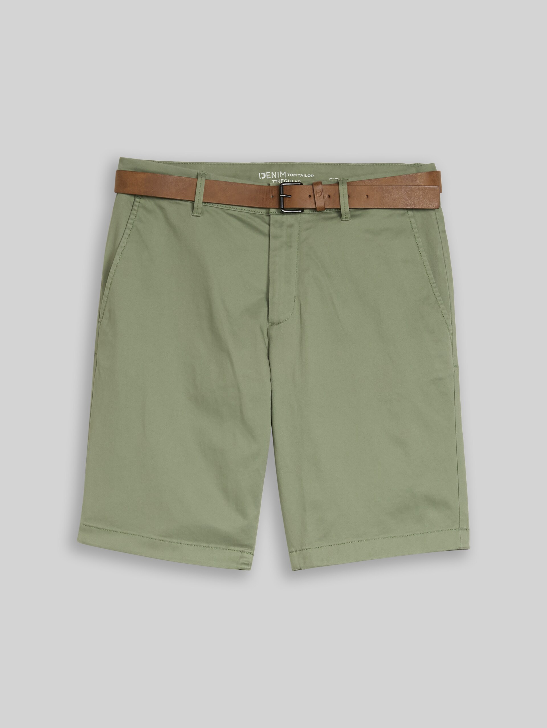 TTREGULAR Chino Shorts mit Gürtel - Sea Spray - Vorder-Produkt-Ansicht