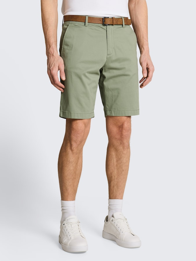TTREGULAR chino-short met riem door Denim Male, Sea Spray