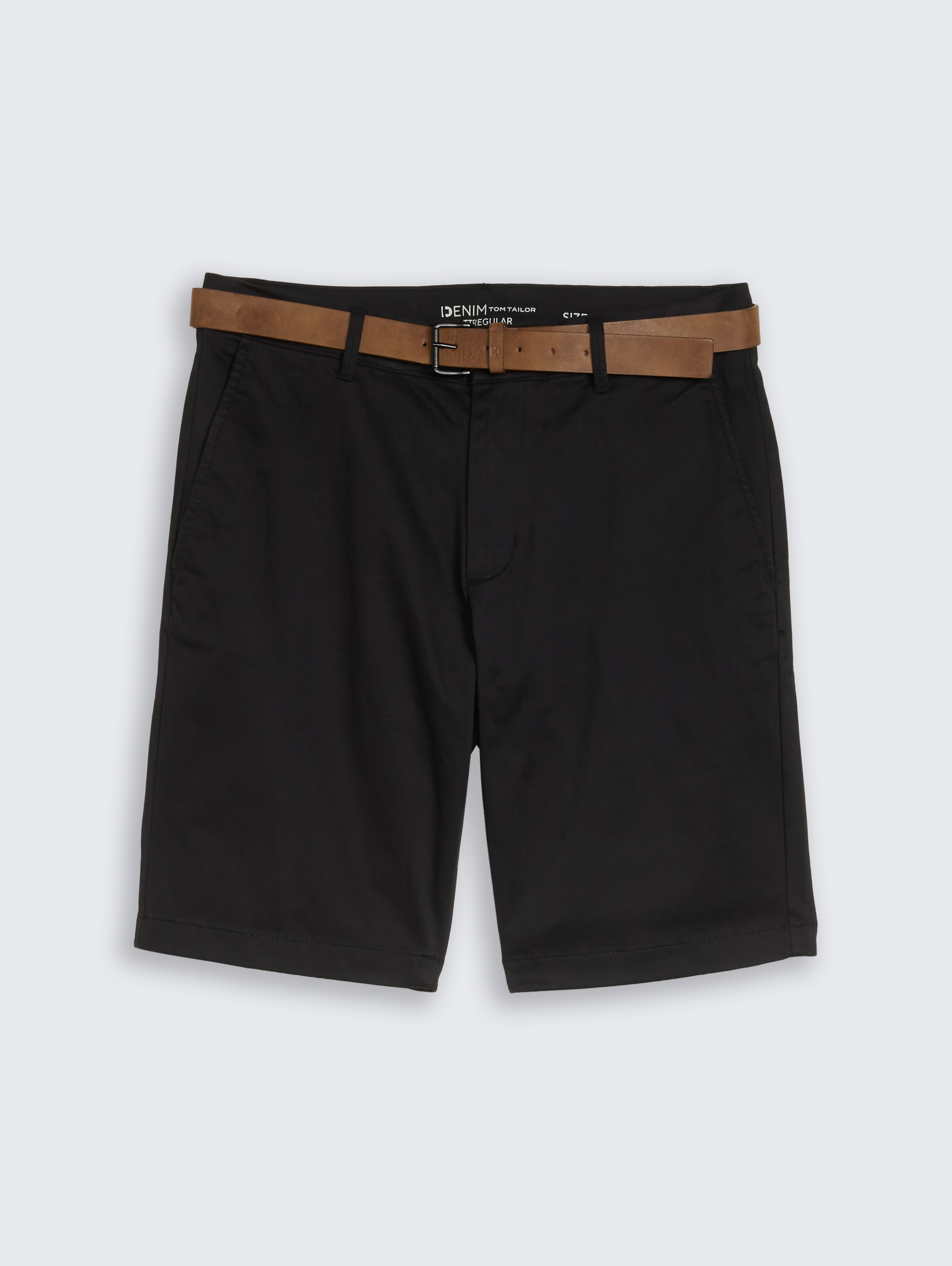 TTREGULAR chino shorts with belt by Denim Male, Black