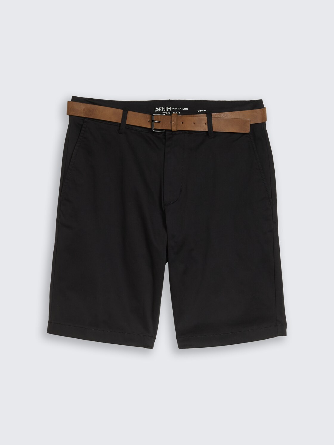 TTREGULAR Chino Shorts mit Gürtel - Black - Vorder-Produkt-Ansicht