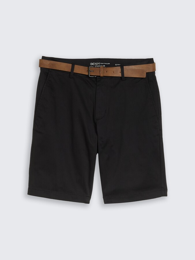 TTREGULAR Chino Shorts mit Gürtel von Denim Male, Black