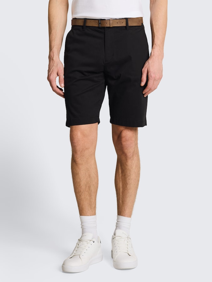 TTREGULAR chino-short met riem door Denim Male, Black
