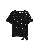 Niet geselecteerd, T-shirt met hartjesborduursel door , zwart