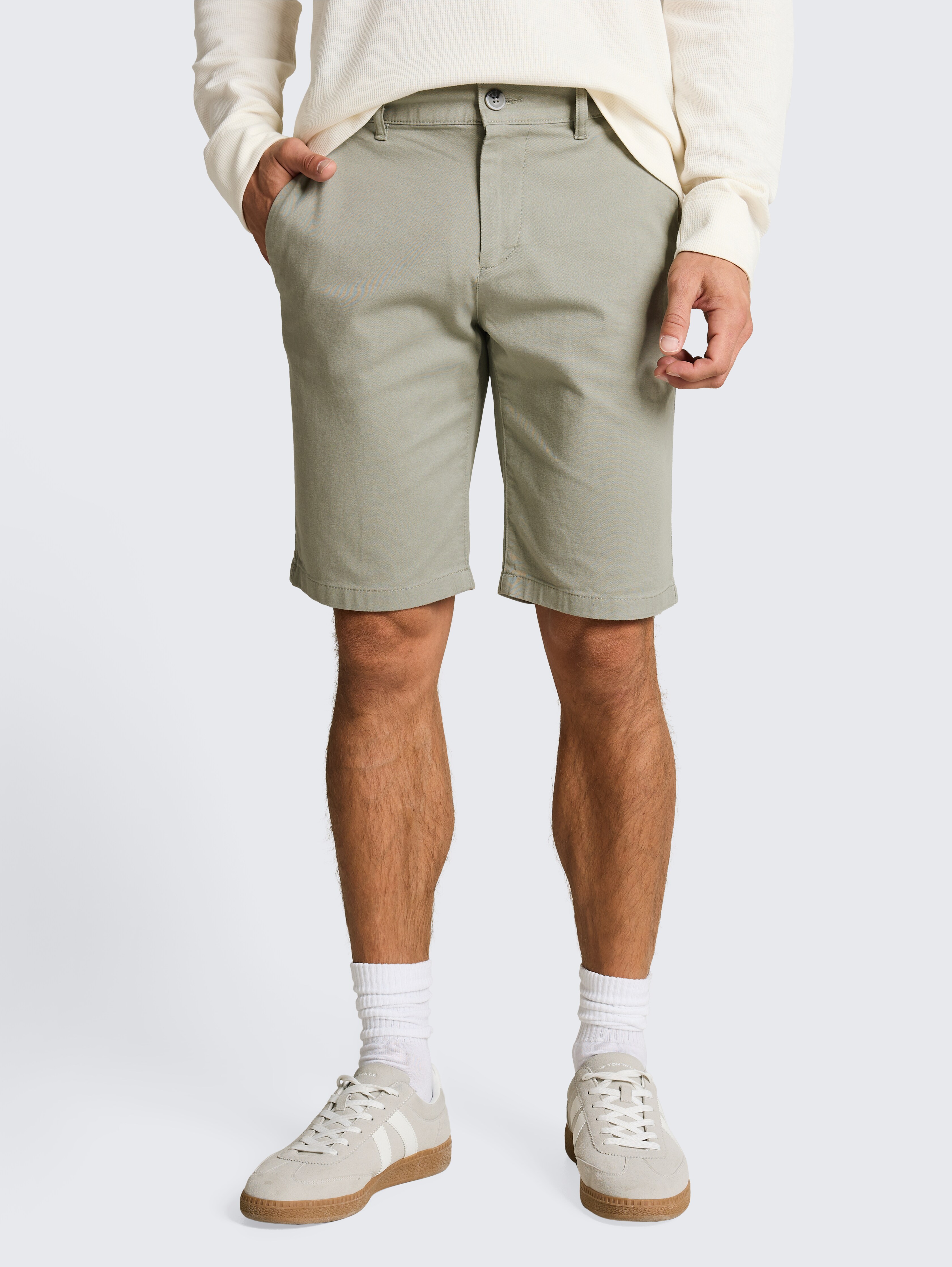 TTSLIM Chino Shorts von Men, Greyish Shadow Olive