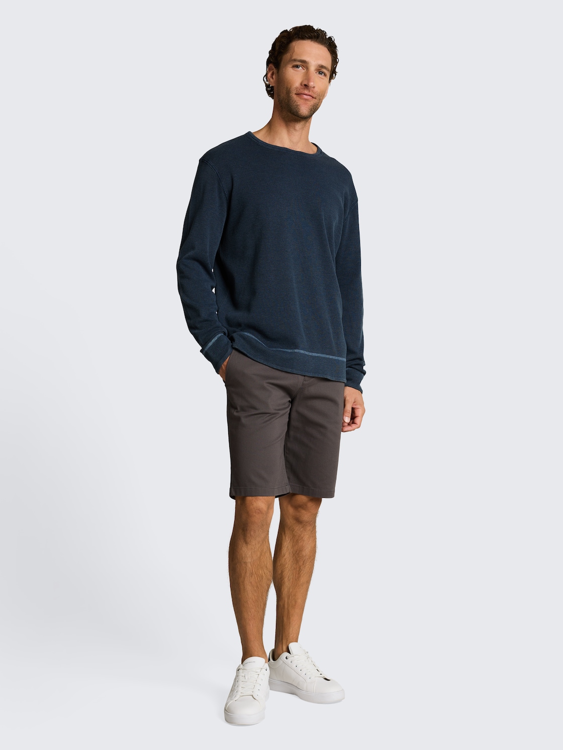 TTSLIM Chino Shorts - Tarmac Grey - Model front view