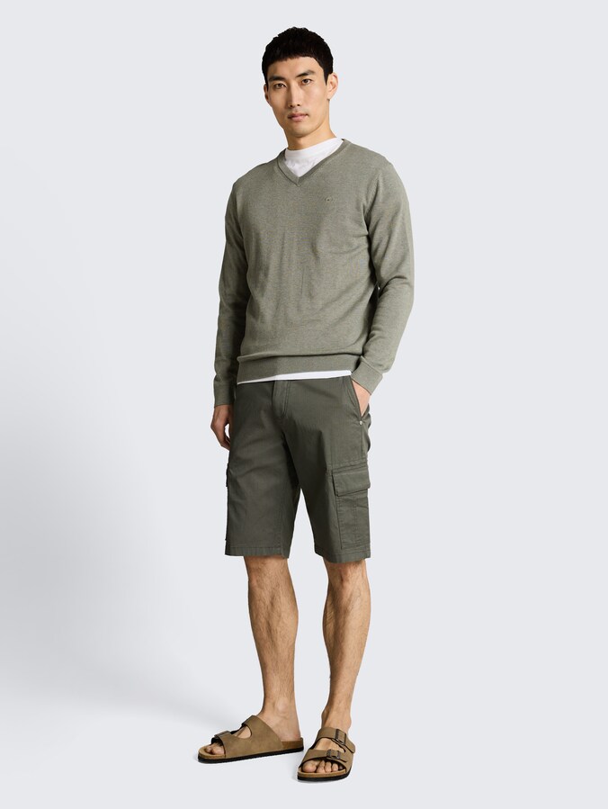 TTSLIM Cargo Shorts von Men, khaki mini geometric print