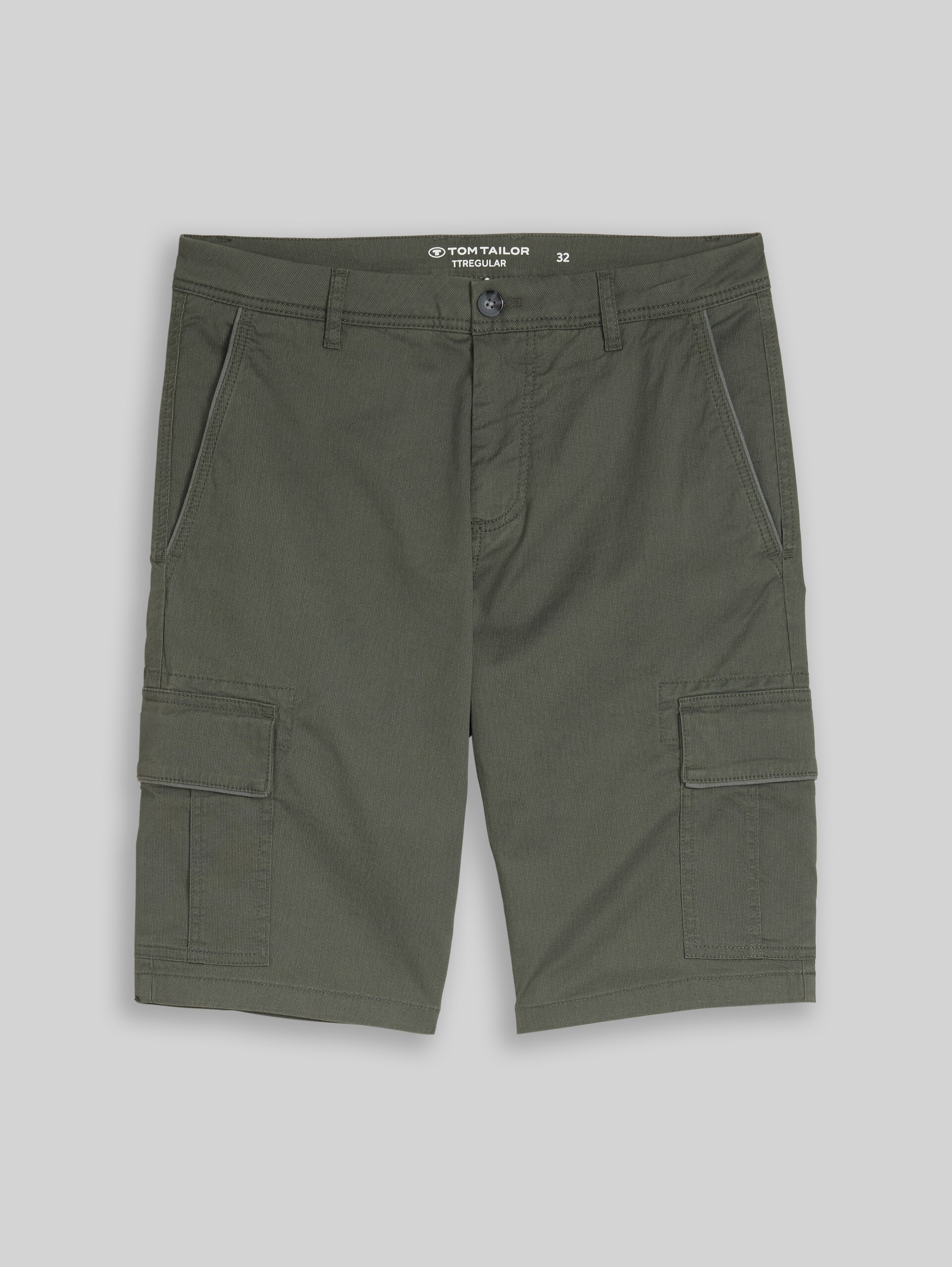 Short cargo TTSLIM - khaki mini geometric print - Vue de face du produit
