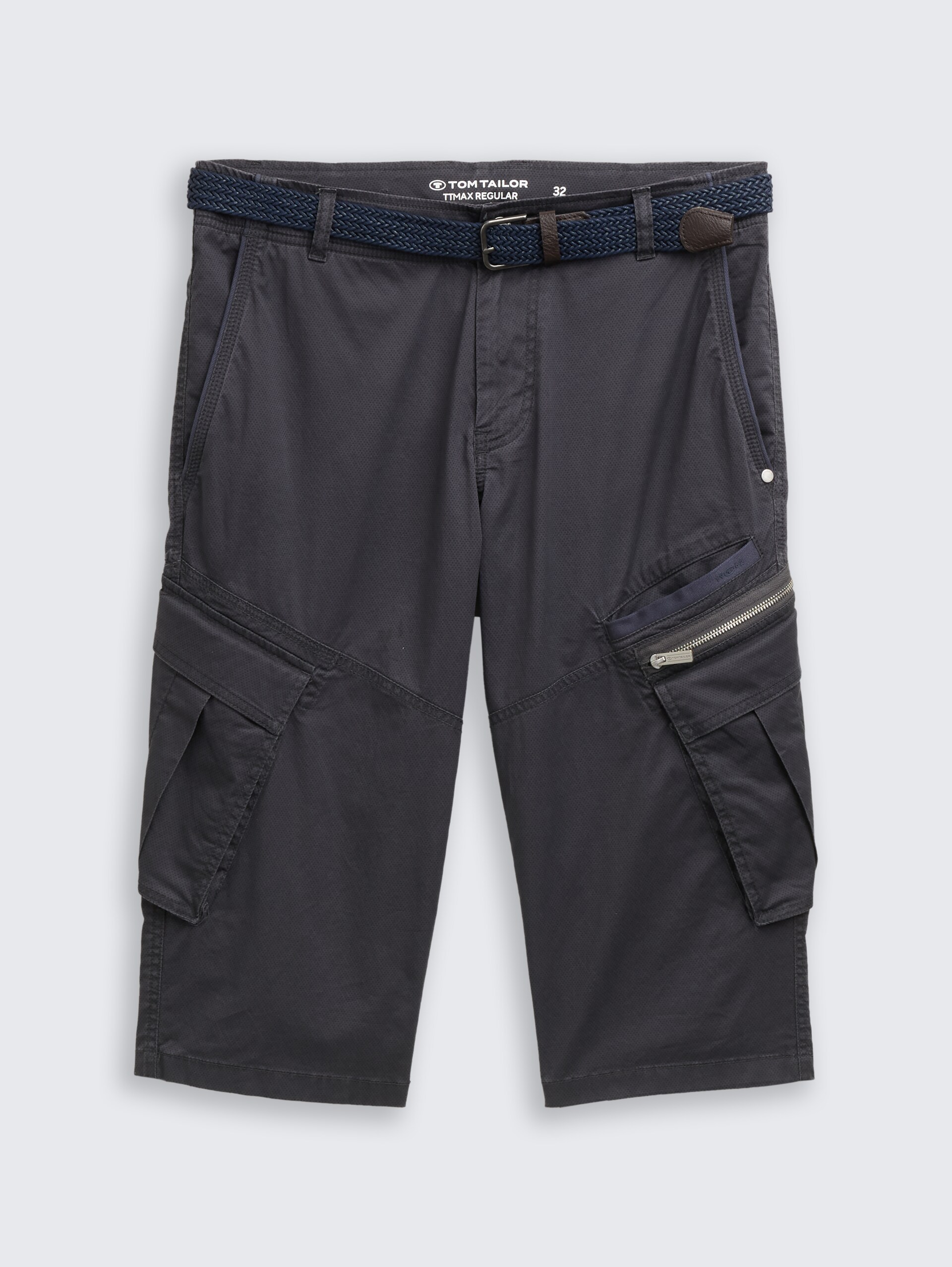 TTMAX REGULAR Overknee Shorts mit Gürtel - grey mini weave print - Vorder-Produkt-Ansicht