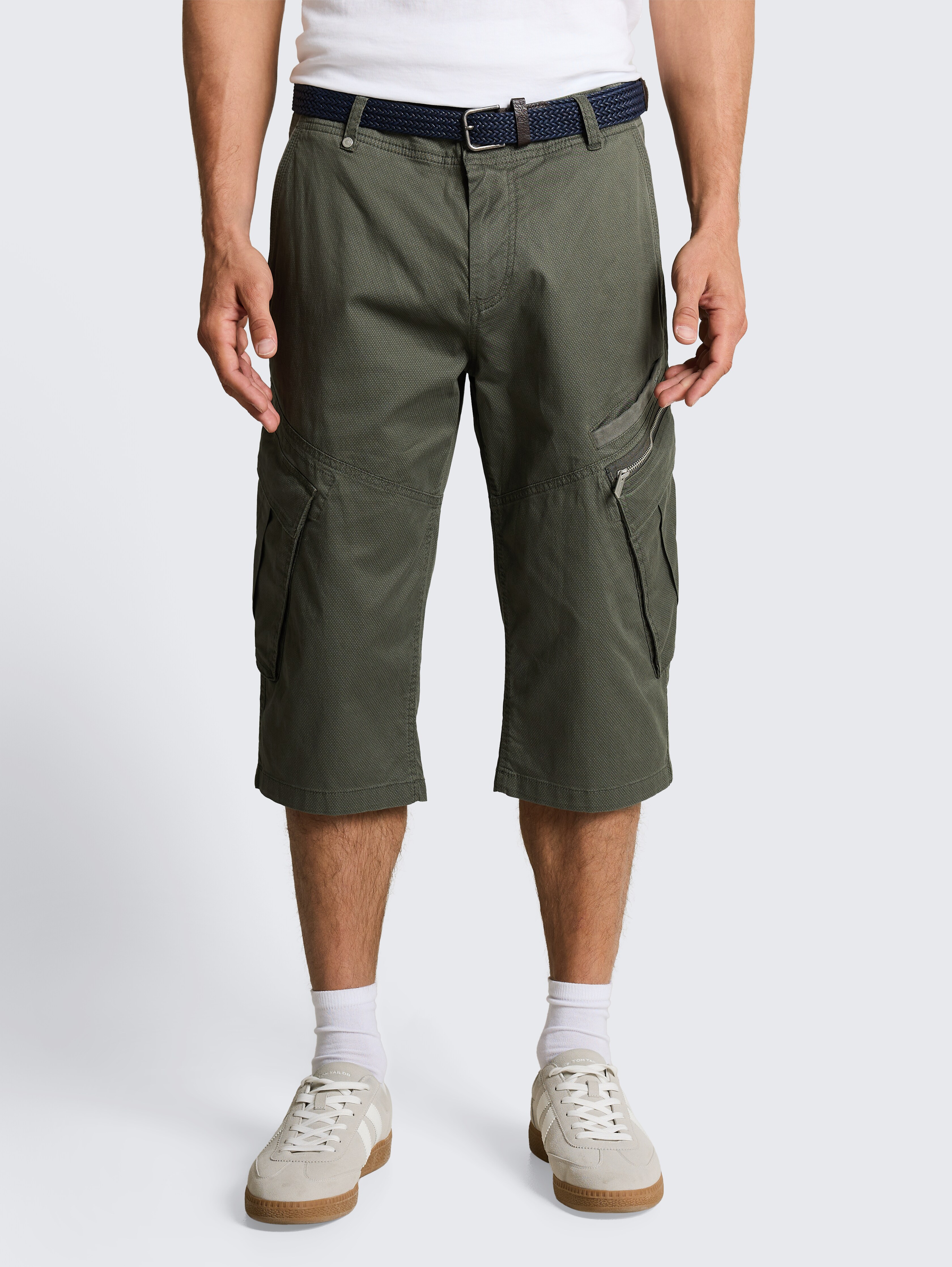 TTMAX REGULAR Overknee Shorts mit Gürtel von Men, khaki mini weave print