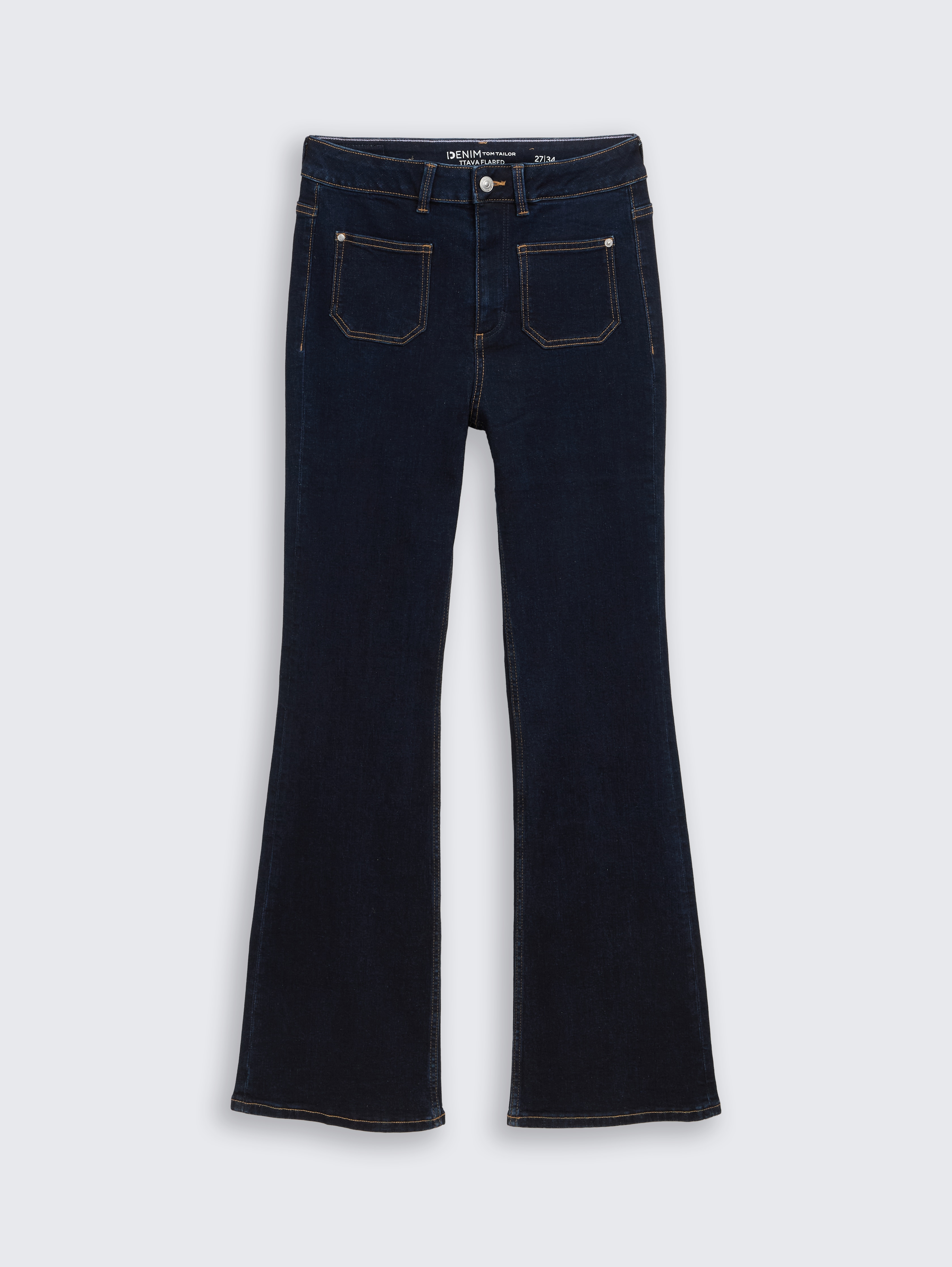 TTAVA FLARED Jeans mit aufgesetzten Taschen von Denim Female, Rinsed Blue Denim