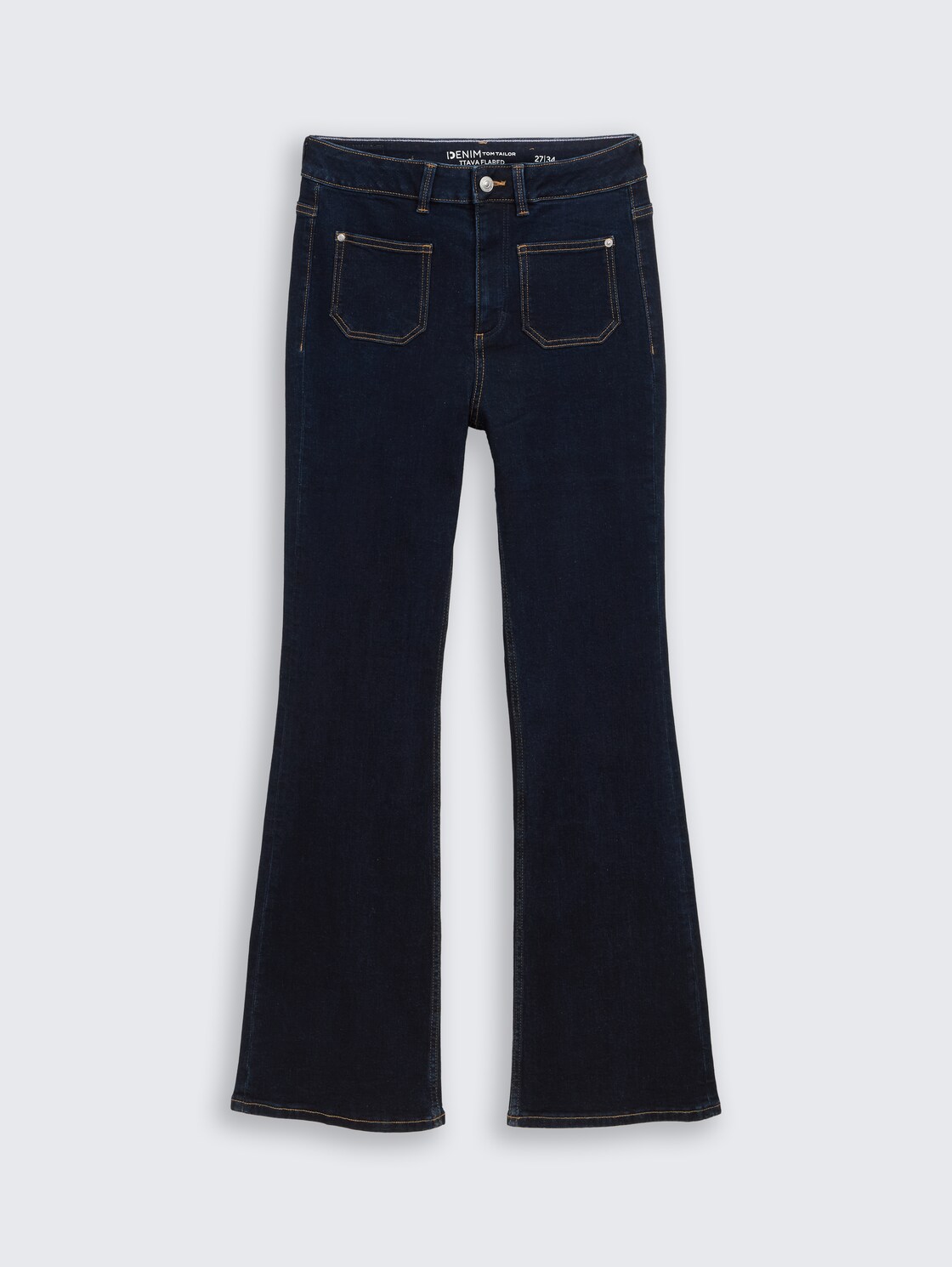 TTAVA FLARED Jeans mit aufgesetzten Taschen - Rinsed Blue Denim - Vorder-Produkt-Ansicht