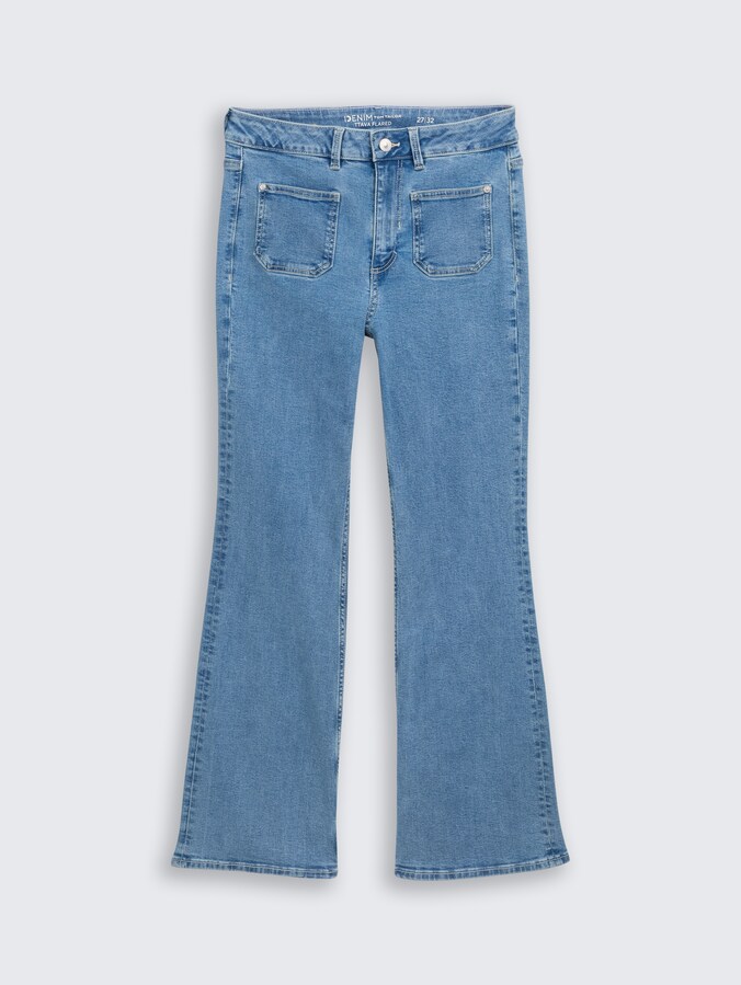 TTAVA FLARED Jeans with patch pockets by Denim Female, Light Stone Blue Denim