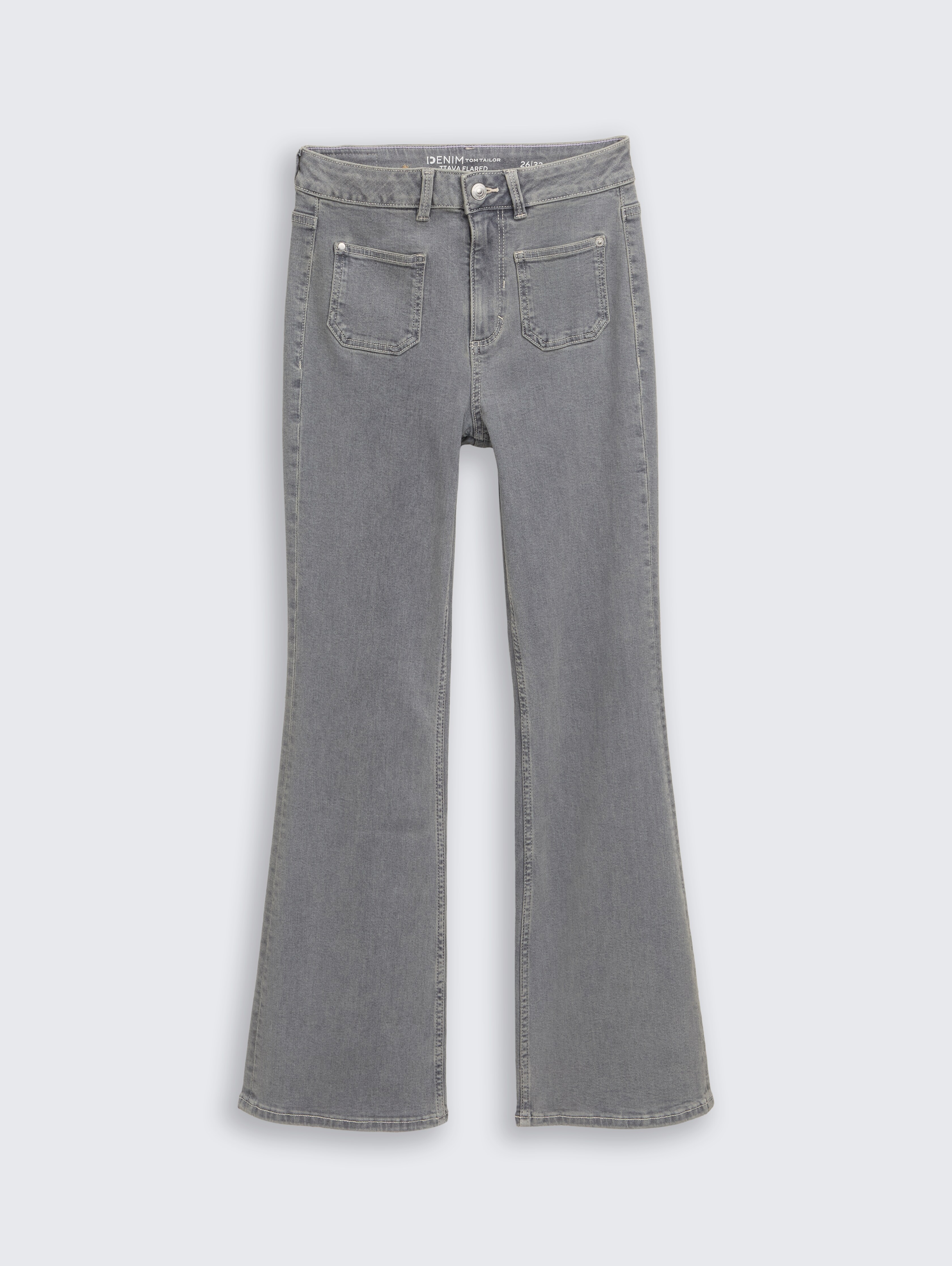 TTAVA FLARED Jeans mit aufgesetzten Taschen von Denim Female, clean light stone grey denim