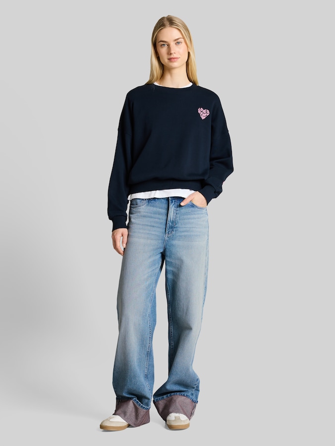TTLINOU WIDE jeans met omgeslagen zoom door Denim Female, Light Stone Blue Denim Tint