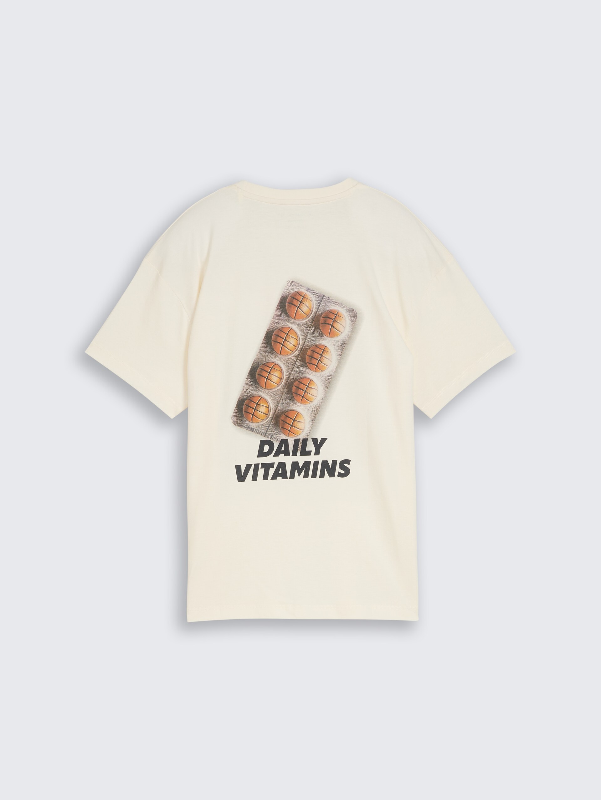 Oversize T-Shirt mit Foto-Print - Wool White - Vorder-Produkt-Ansicht