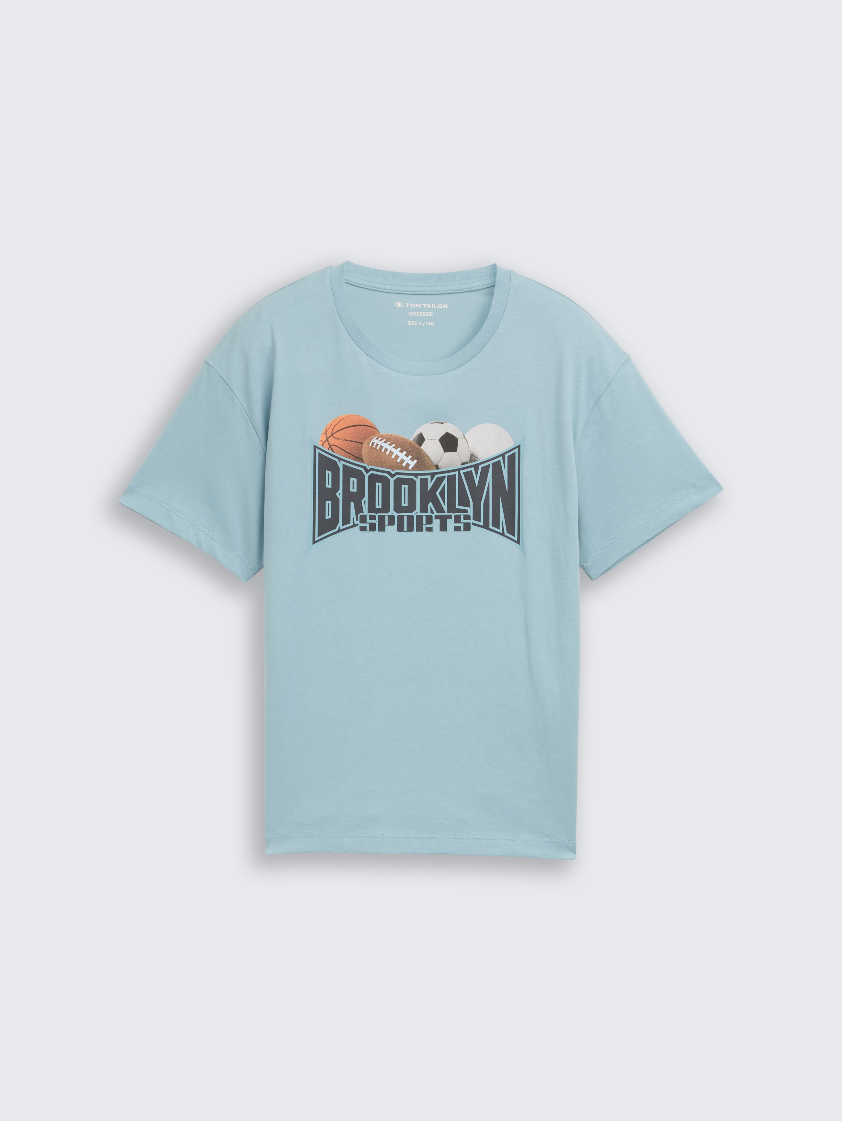 Oversize T-Shirt mit Foto-Print von Teen Boys, light teal