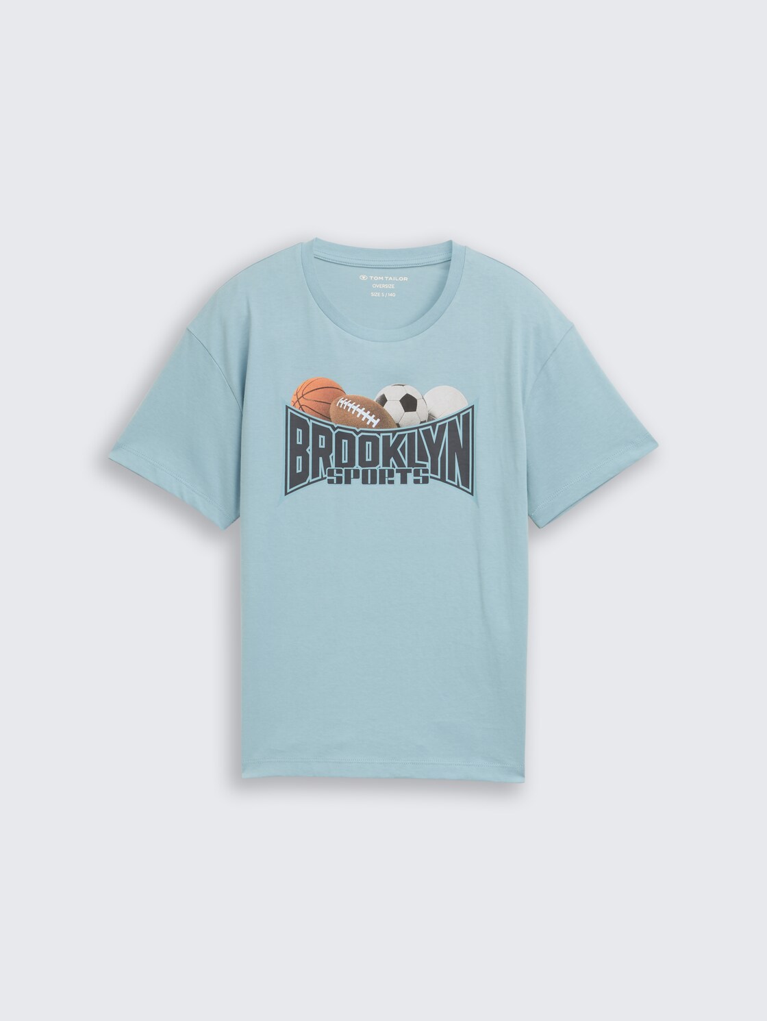 Oversize T-Shirt mit Foto-Print - light teal - Vorder-Produkt-Ansicht