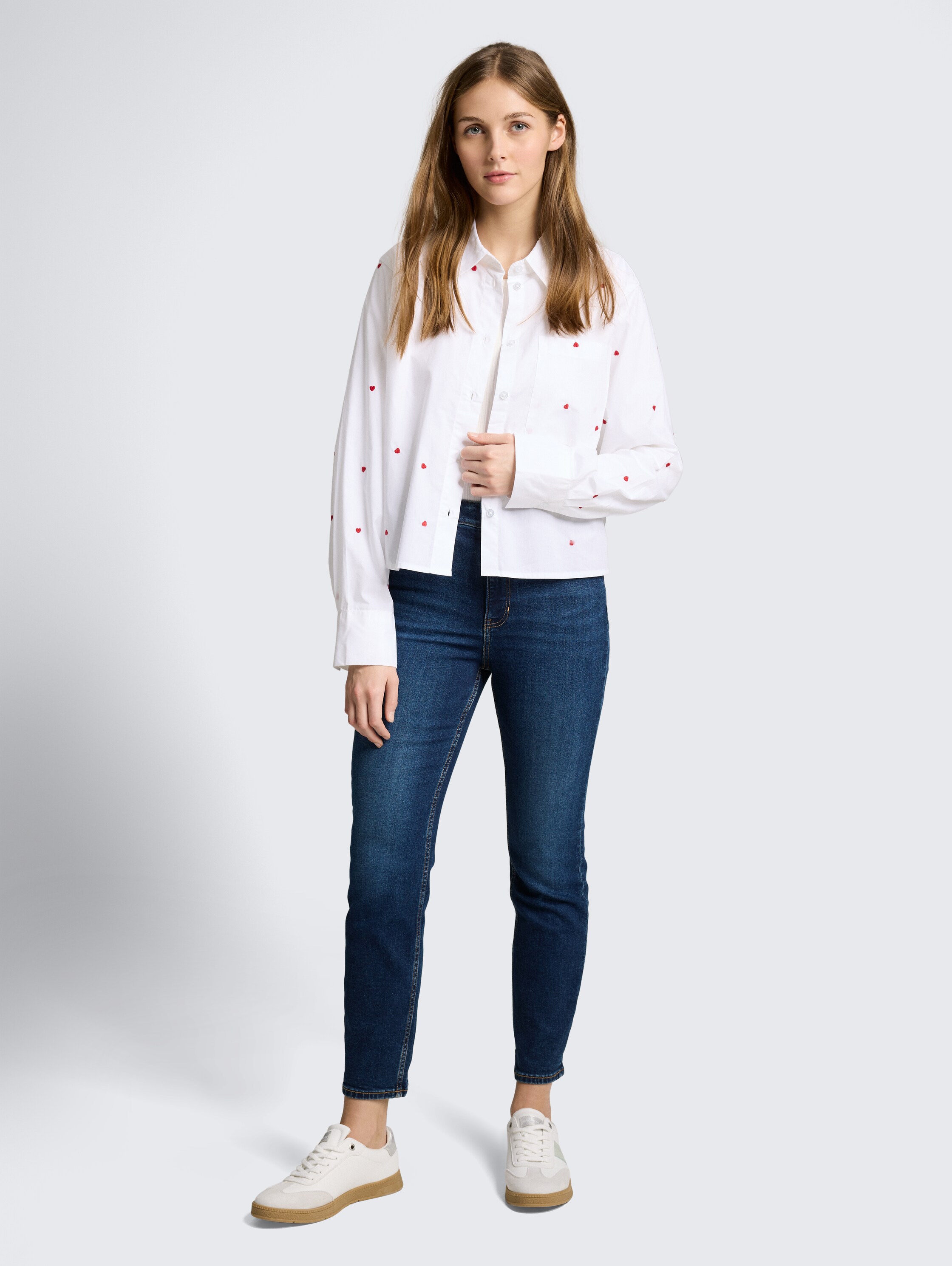 TTLOTTE SLIM jeans - Used Mid Stone Blue Denim - Model vooraanzicht