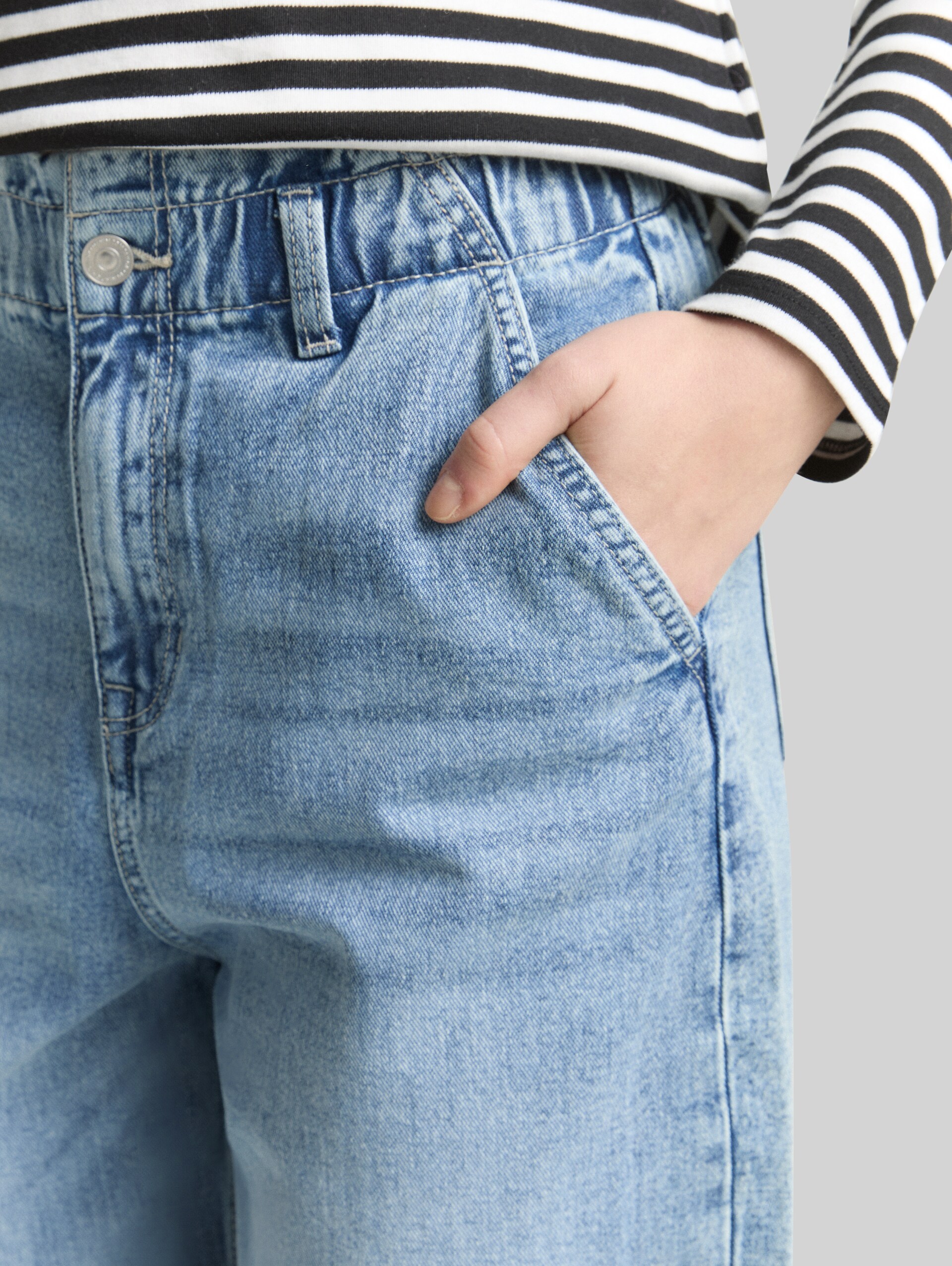TTADEA BARREL Jeans - Used Light Stone Blue Denim - Detail model view