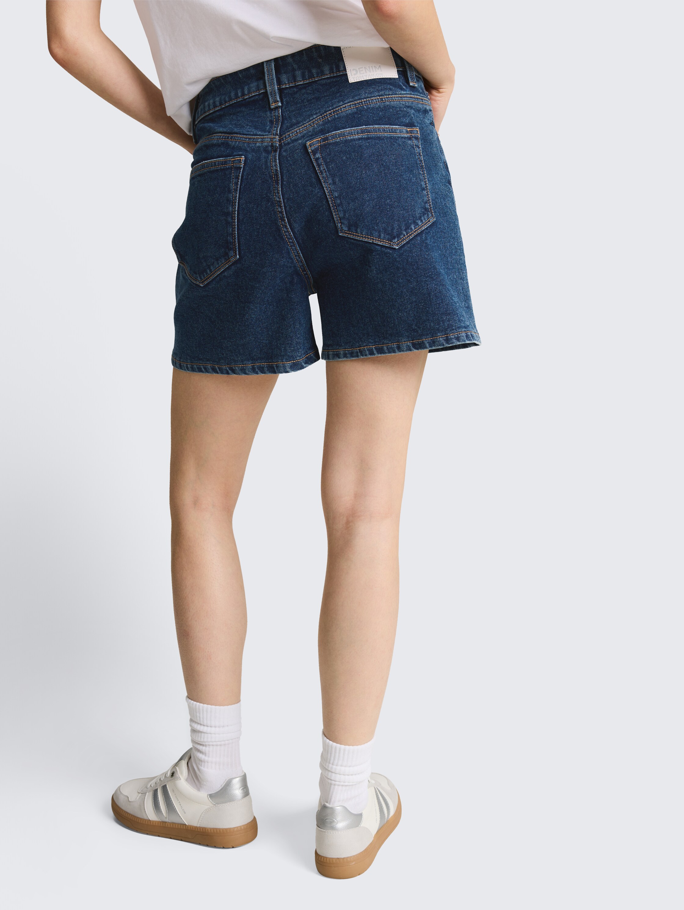 TTELIN STRAIGHT high-waisted denim shorts - used_mid_stone_blue_denim - 