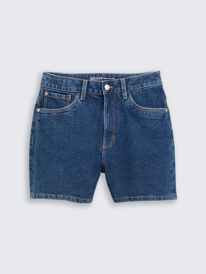 TTELIN STRAIGHT High Waist Jeans Shorts von Denim Female, Used Mid Stone Blue Denim