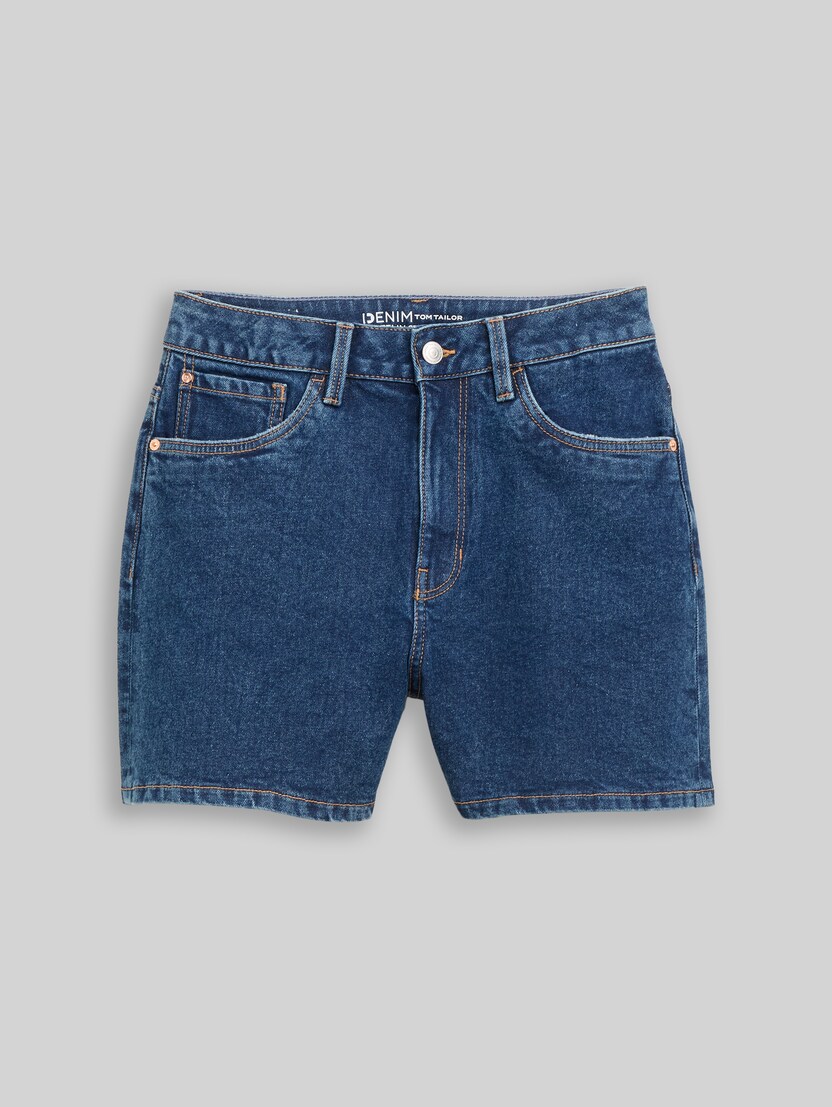 TTELIN STRAIGHT high-waisted denim shorts by Denim Female, Used Mid Stone Blue Denim