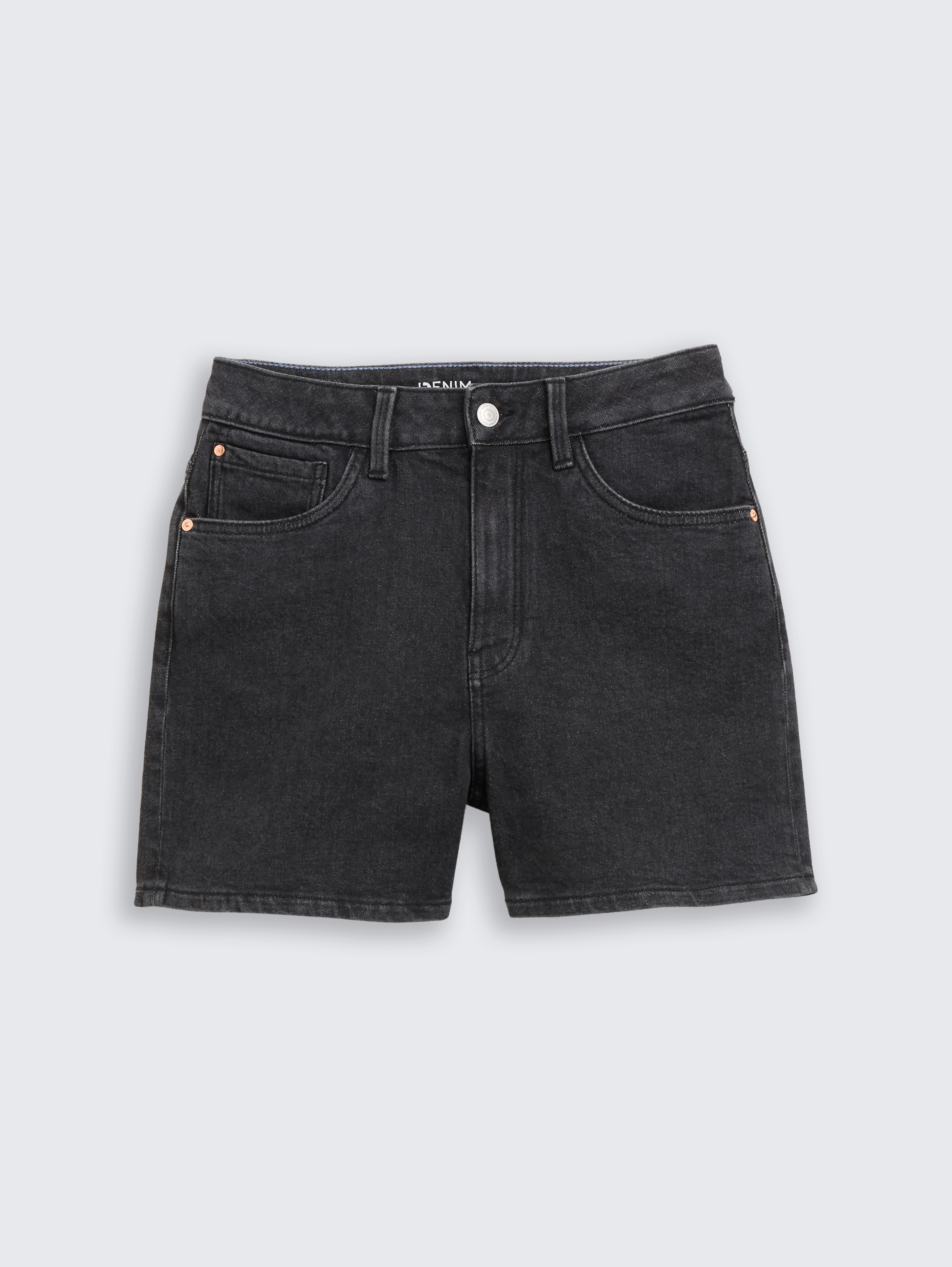 TTELIN STRAIGHT jeansshort met hoge taille door Denim Female, clean mid stone grey denim
