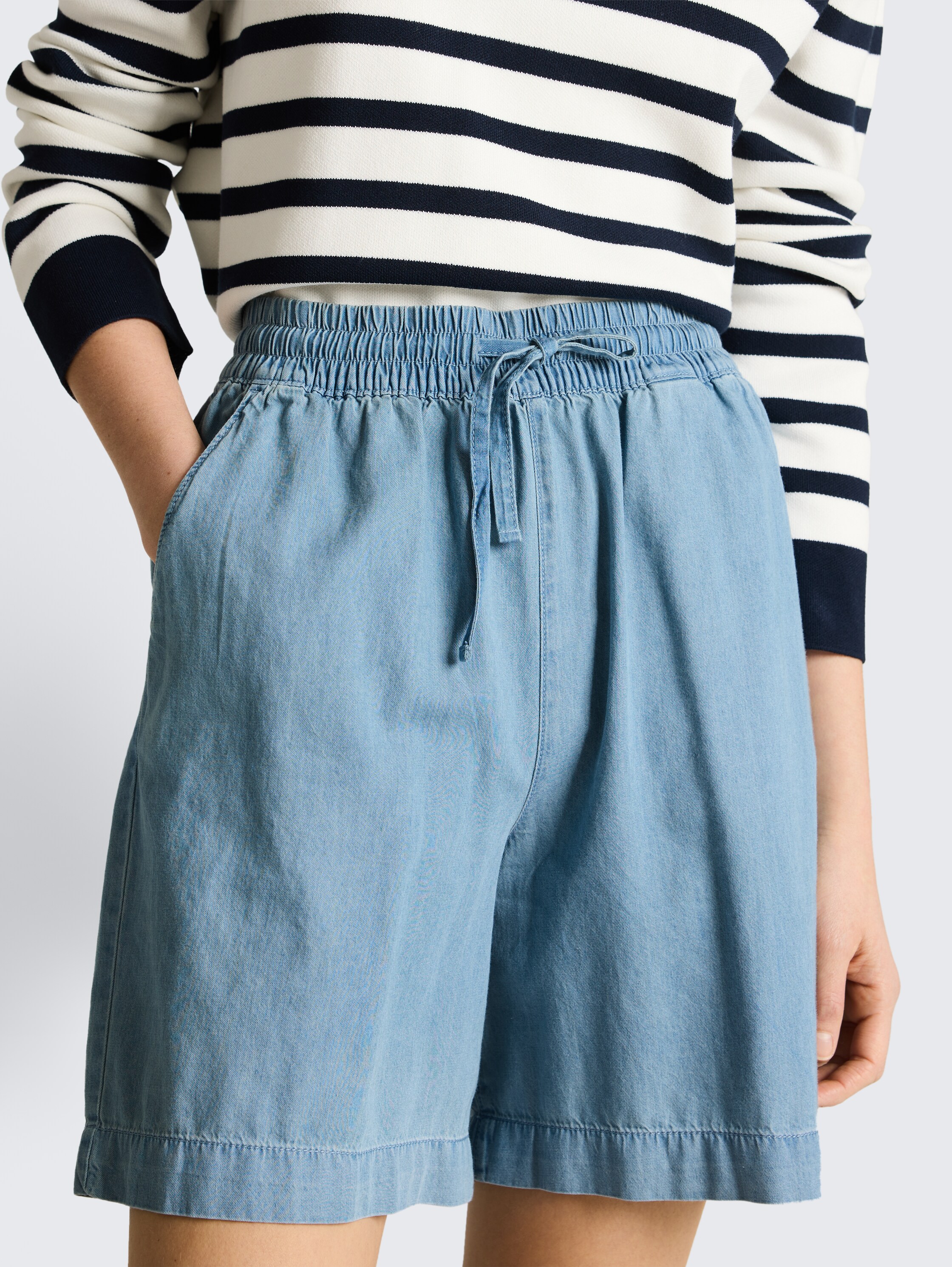 TTLINOU WIDE Bermuda Jeans Shorts - clean_light_stone_blue_denim - 