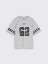 Oversize T-Shirt mit Print - Light Stone Grey Melange - Vorder-Produkt-Ansicht