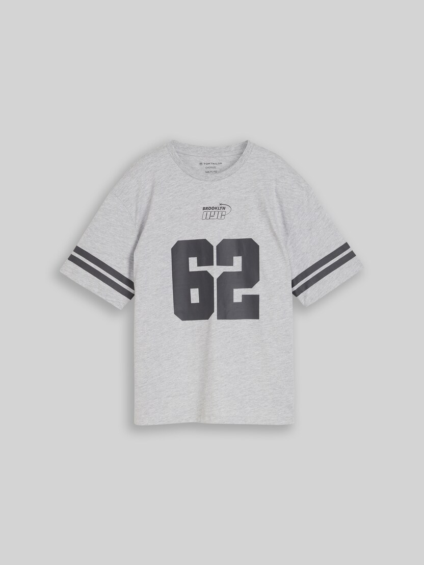 Oversize T-Shirt mit Print von Teen Boys, Light Stone Grey Melange