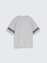 Oversize T-Shirt mit Print - Light Stone Grey Melange