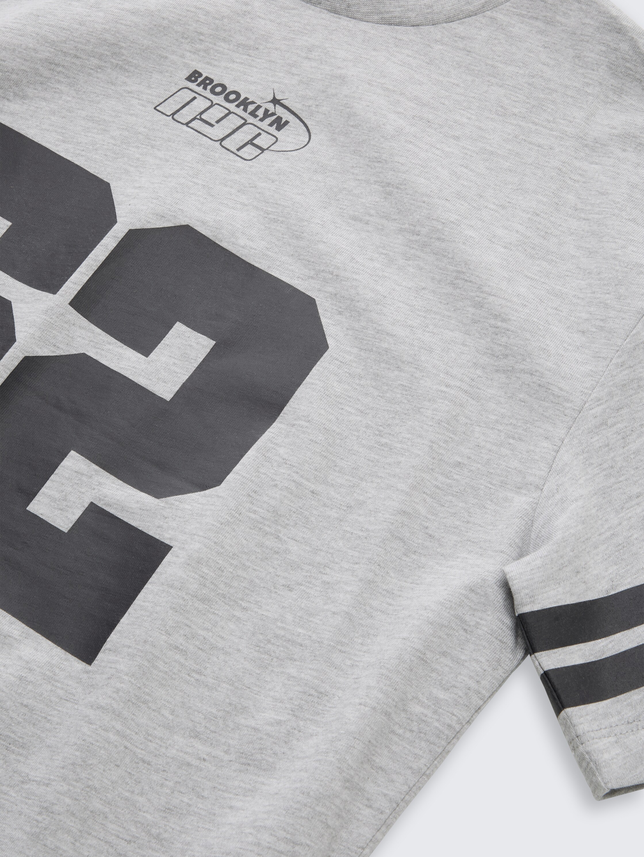 T-shirt oversize avec imprimé - Light Stone Grey Melange - Vue détaillée du modèle