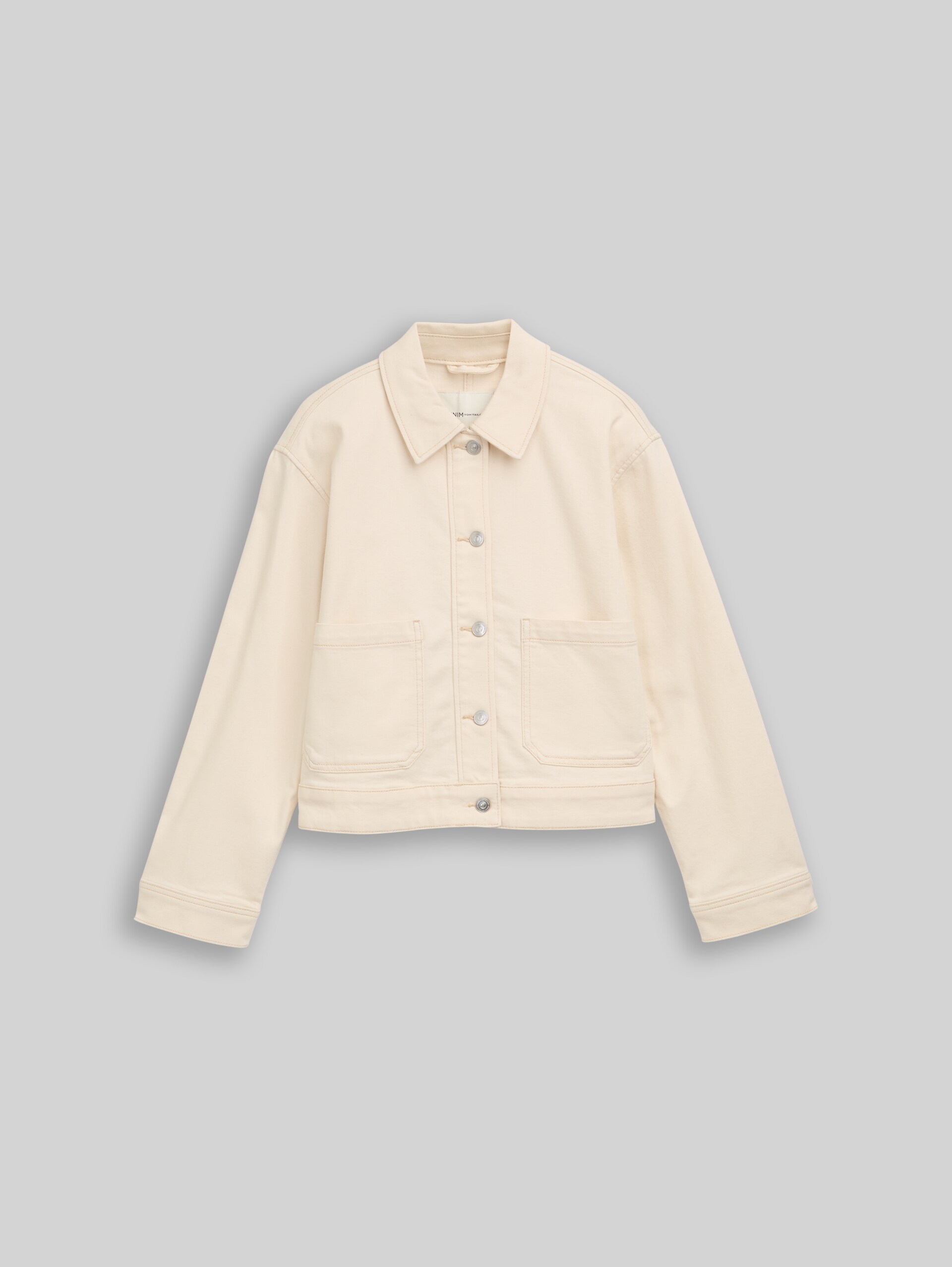 Jeansjacke mit aufgesetzten Taschen - raw offwhite denim - Vorder-Produkt-Ansicht
