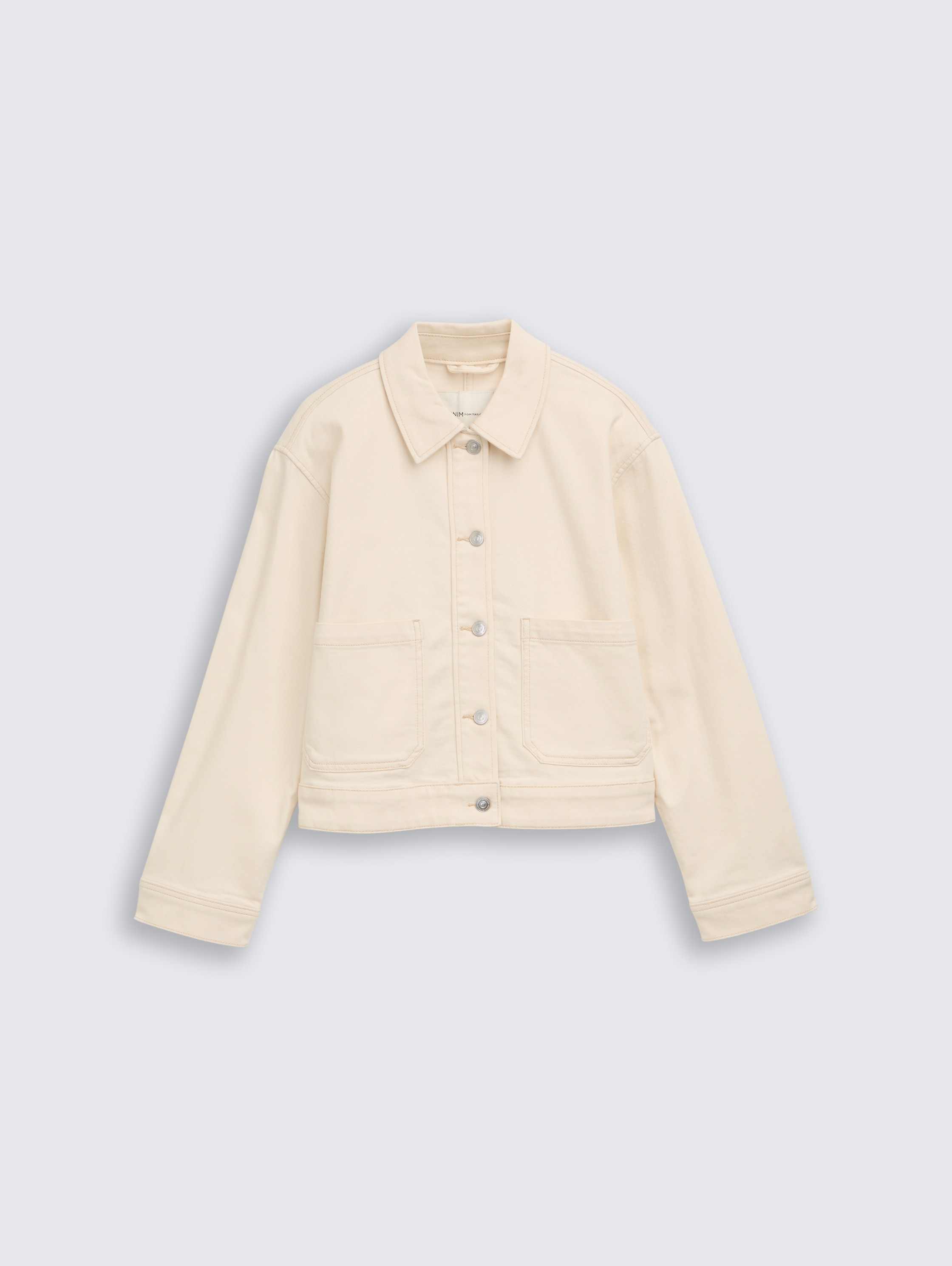 Denim jacket with patch pockets - raw offwhite denim - Front product view