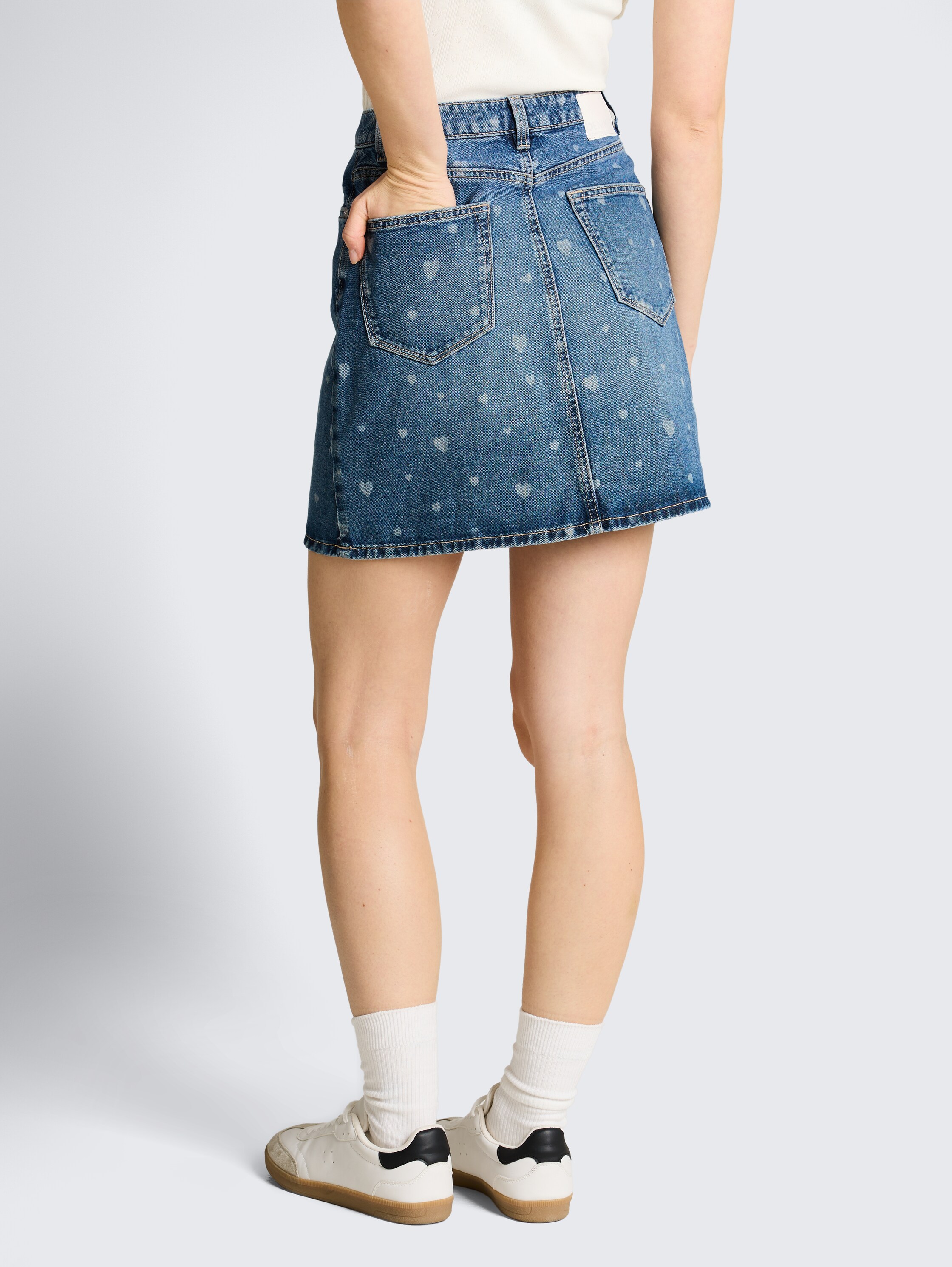 Mini-jeansrok met hartjesprint - mid_blue_laser_hearts_denim - 