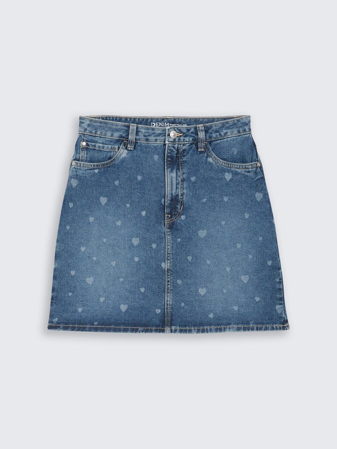 Mini-Jeansrock mit Herz-Print von Denim Female, mid blue laser hearts denim