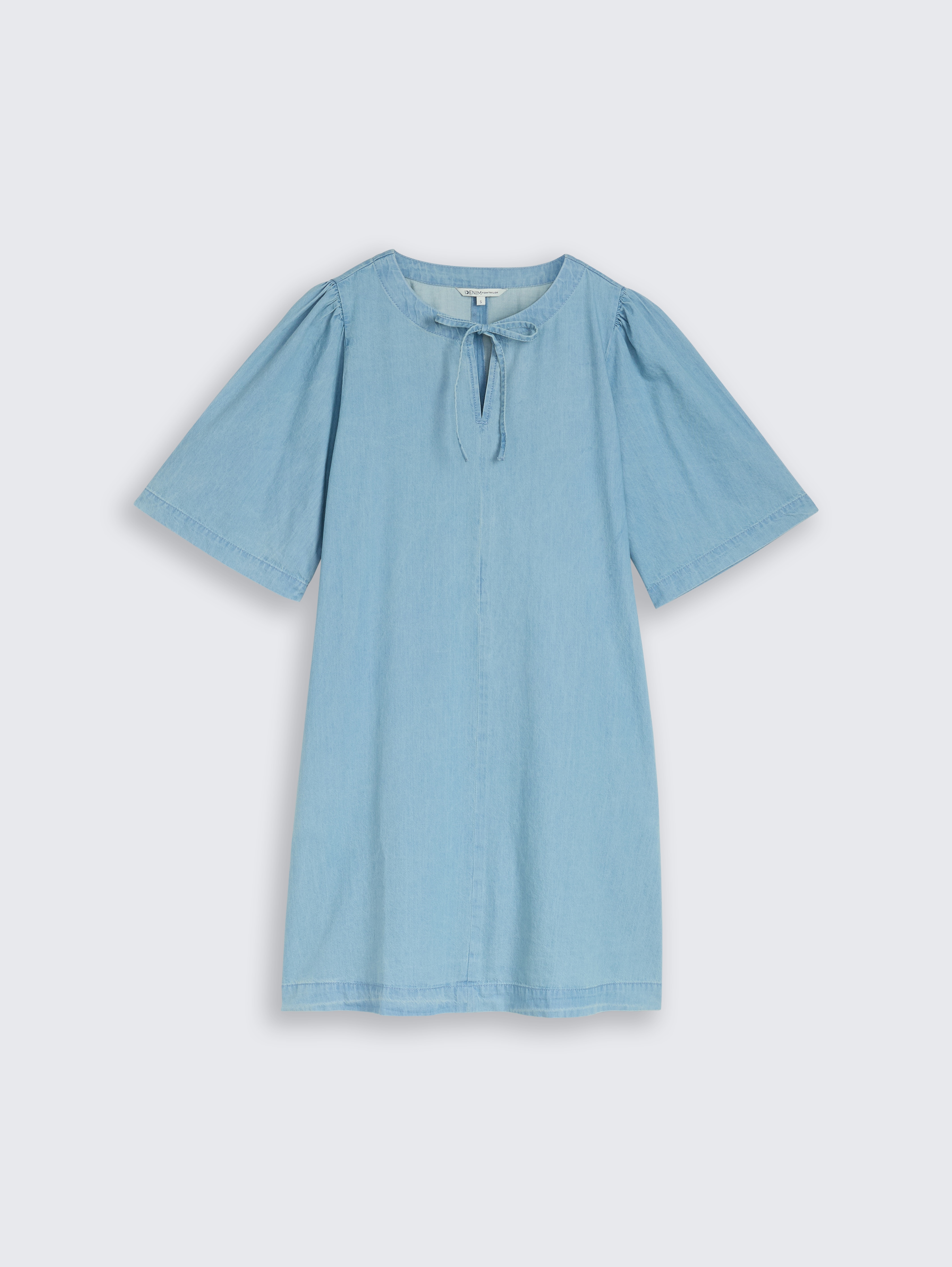 Mini denim dress with slit pockets by Denim Female, Clean Light Stone Blue Denim