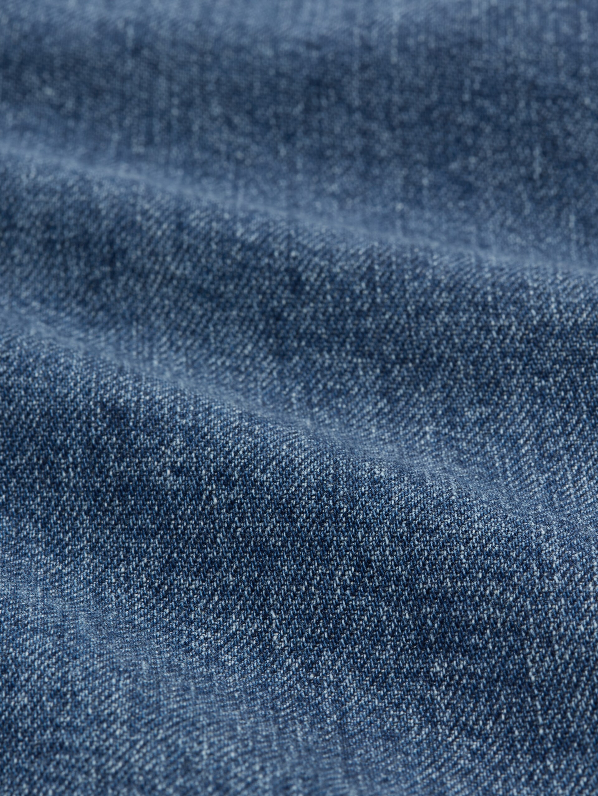 Boxy Fit Jeanshemd - Clean Mid Stone Blue Denim - Material-Ansicht