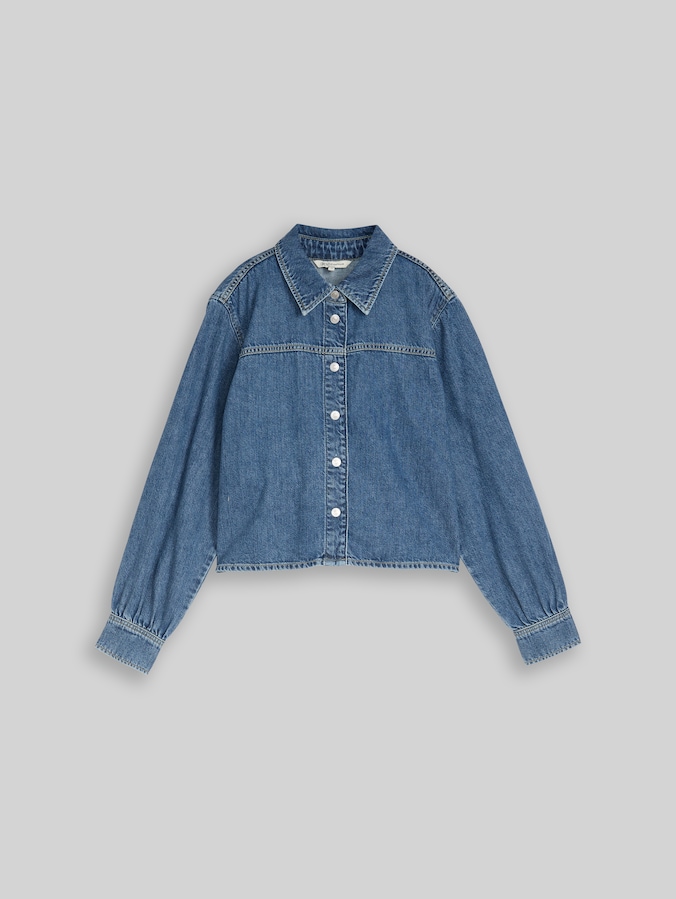 Boxy Fit Jeanshemd von Denim Female, Clean Mid Stone Blue Denim