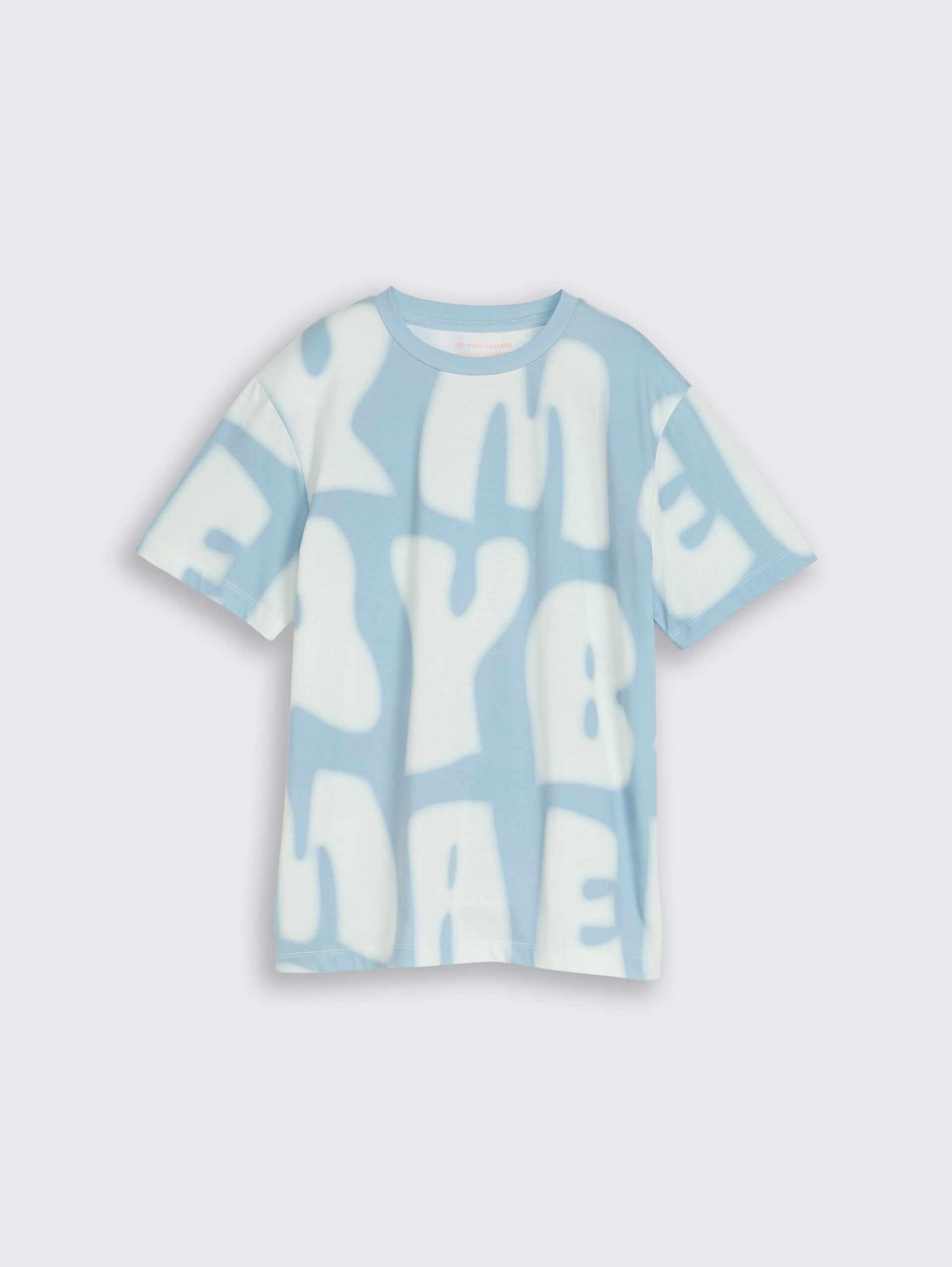 T-shirt met all-over print - blue white wording design - Product vooraanzicht