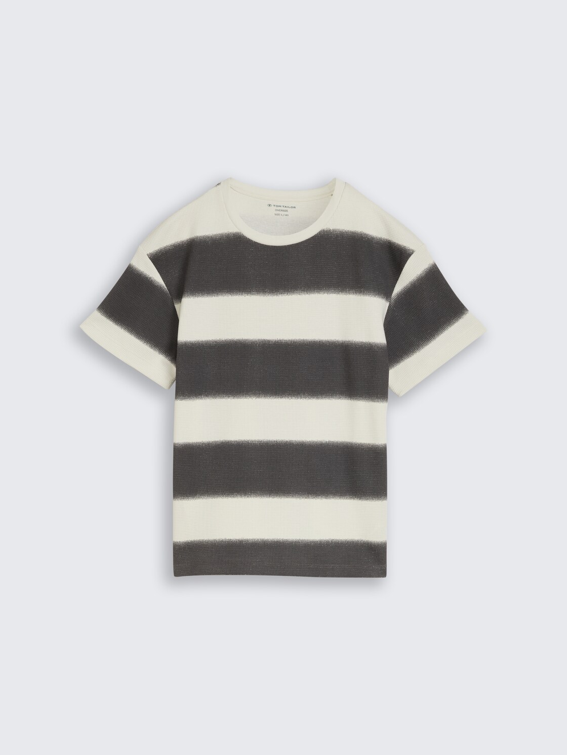 Oversize T-Shirt mit Waffelstruktur - grey off white sprayed stripe - Vorder-Produkt-Ansicht